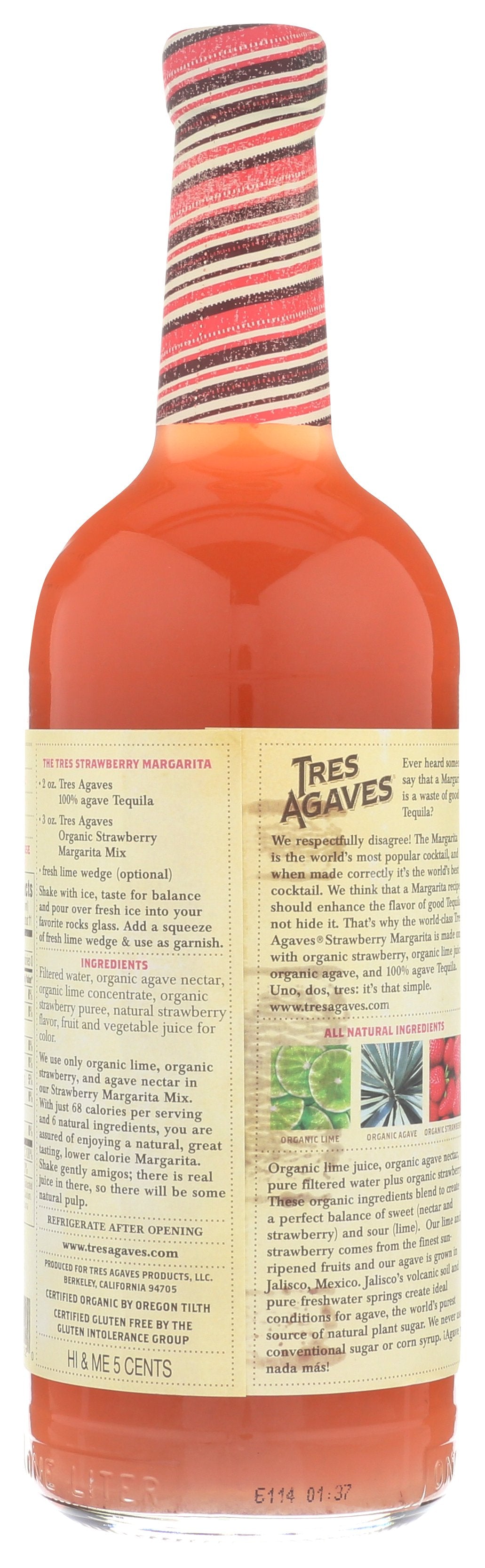 TRES AGAVES MIX MARGARITA STRWBRY ORG - Case of 12