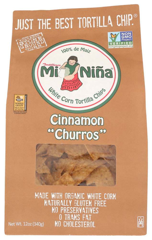 Mi Nina Tortilla Chips Cinnamon Churros - Case of 9 - 12 oz