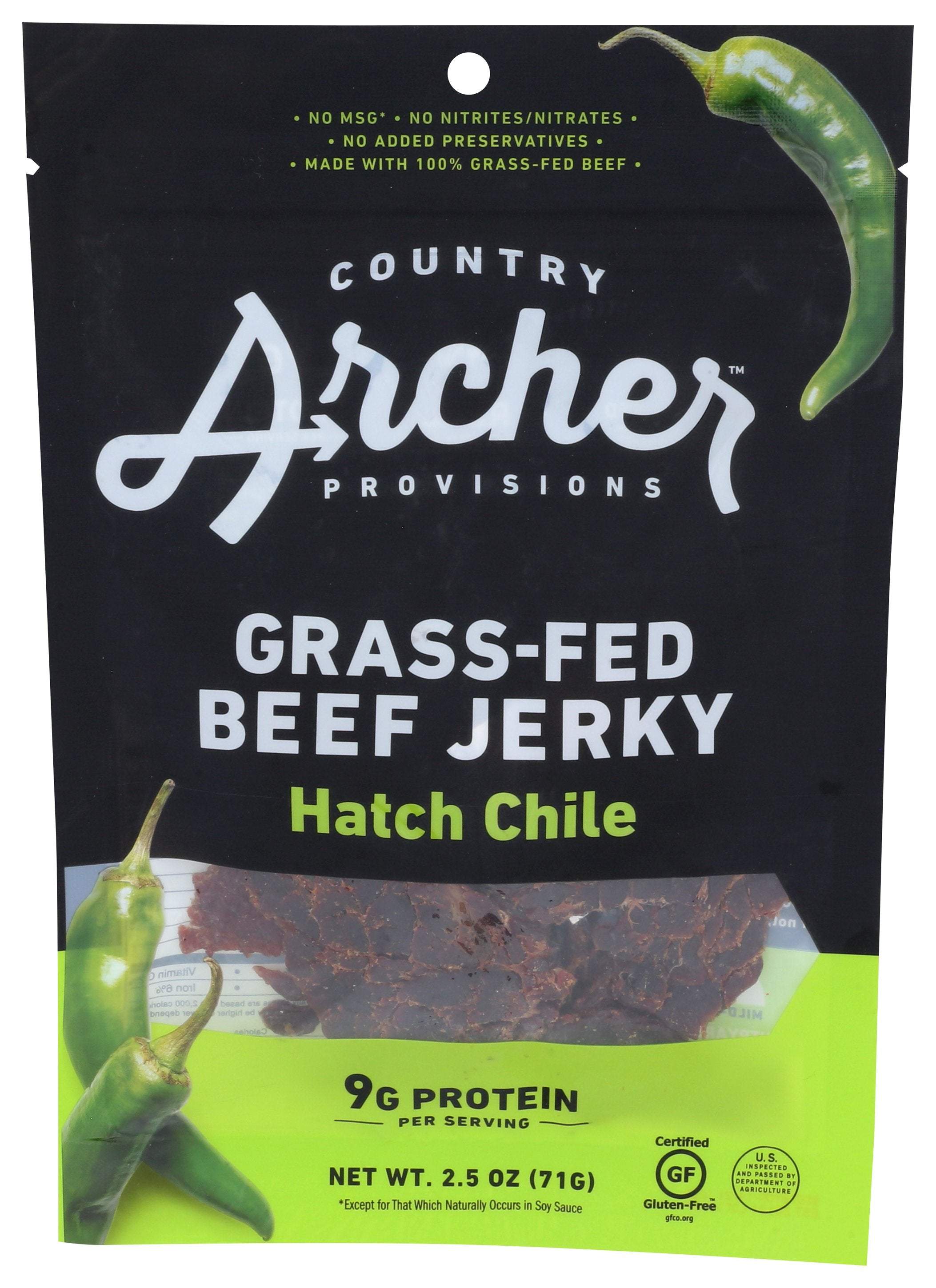 COUNTRY ARCHER JERKY BEEF HATCH CHILE - Case of 12