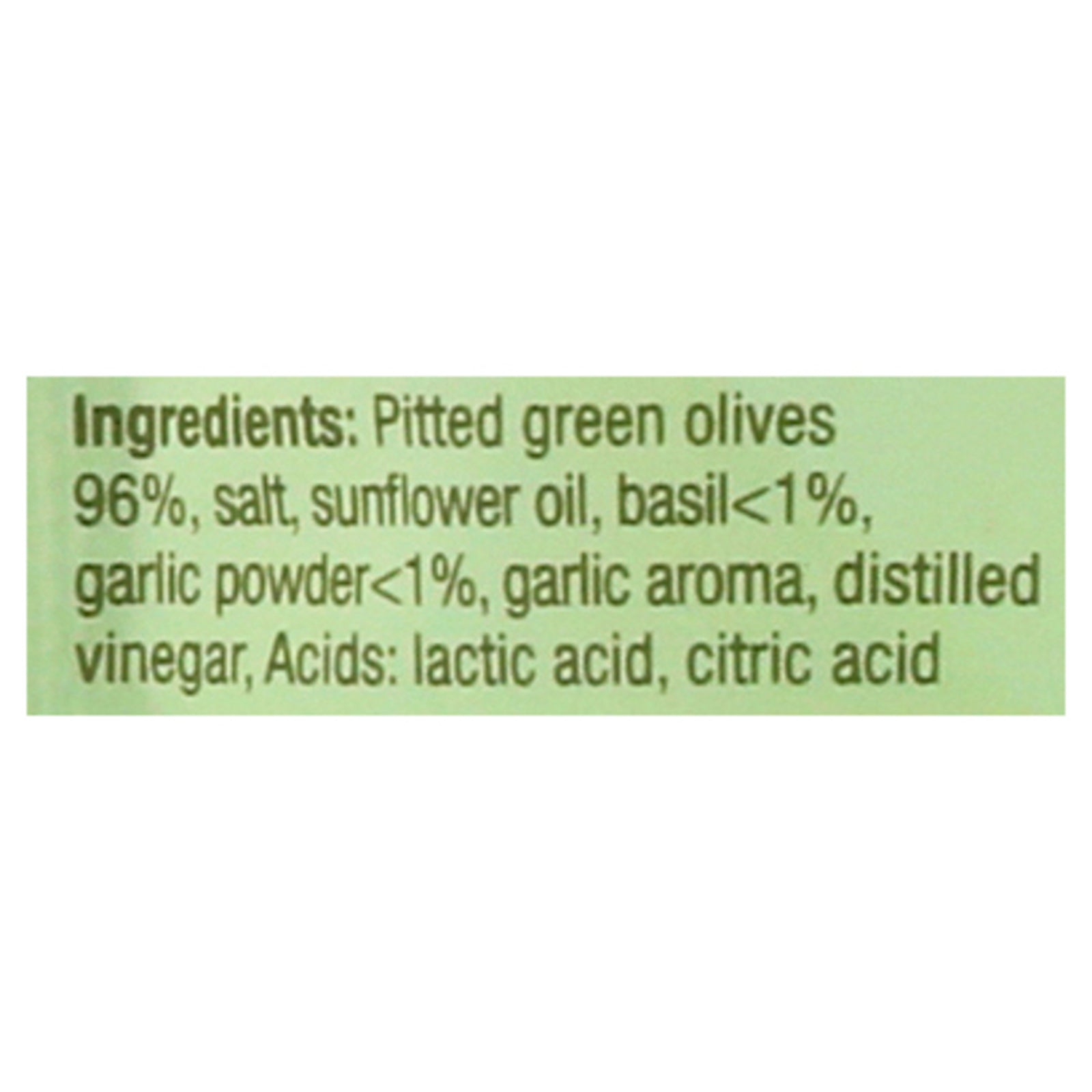 Poshi - Olv Green Basil & Garlic Pitted - CS of 10-1.1 OZ