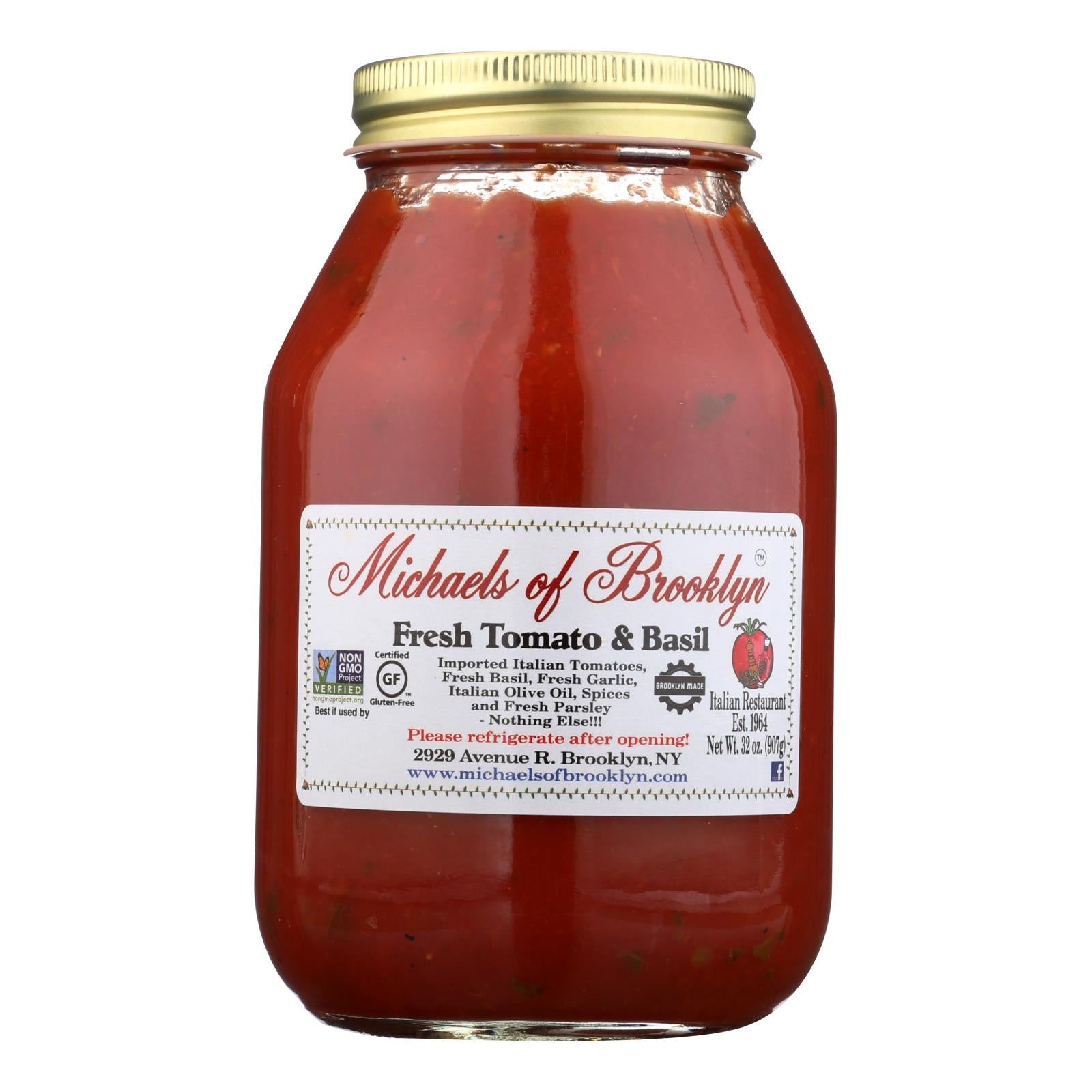 Michael's Of Brooklyn Fresh Tomato And Basil Pasta Sauce  - Case of 6 - 32 OZ