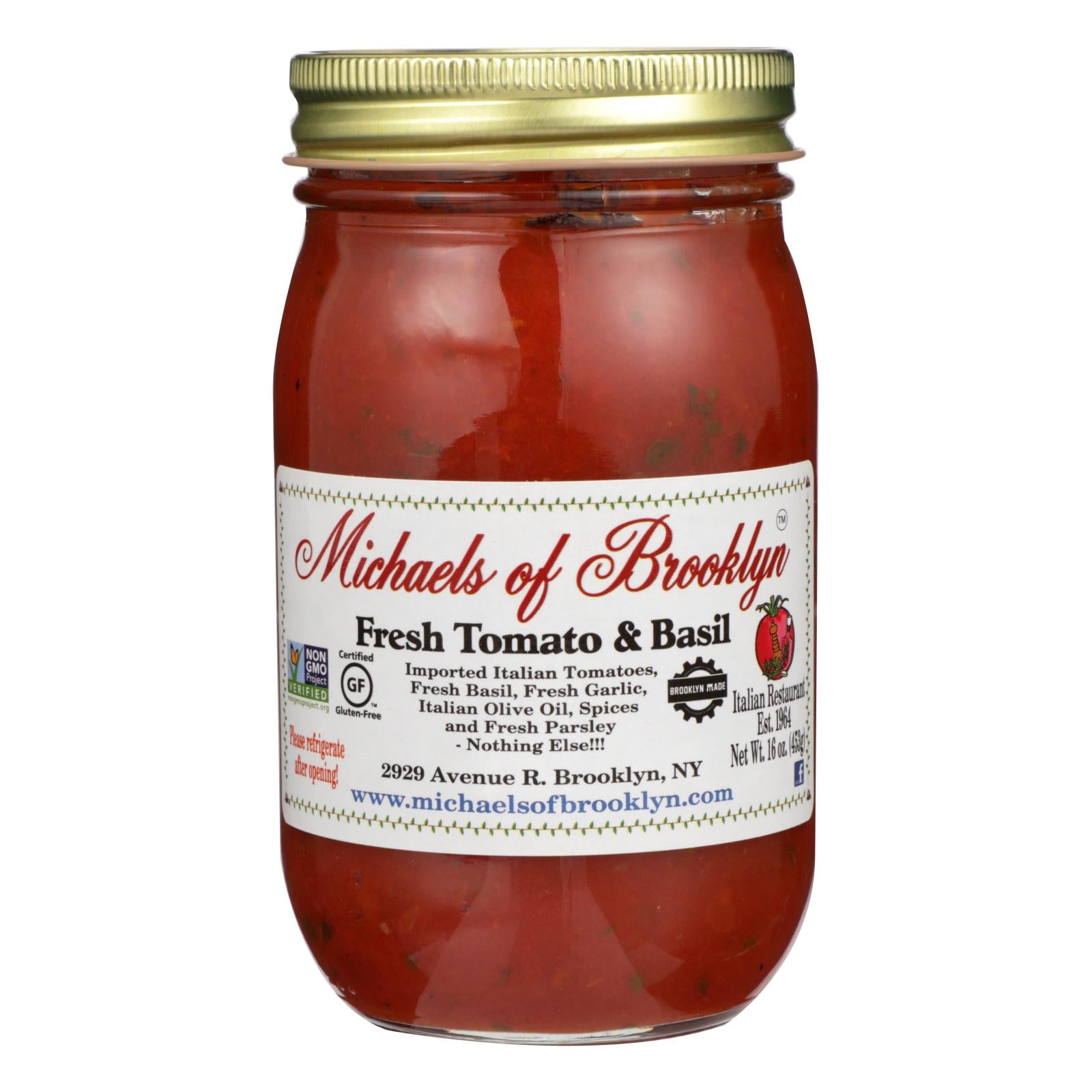 Michael's Of Brooklyn - Sauce Tomato Basil - Case of 6 - 16 OZ