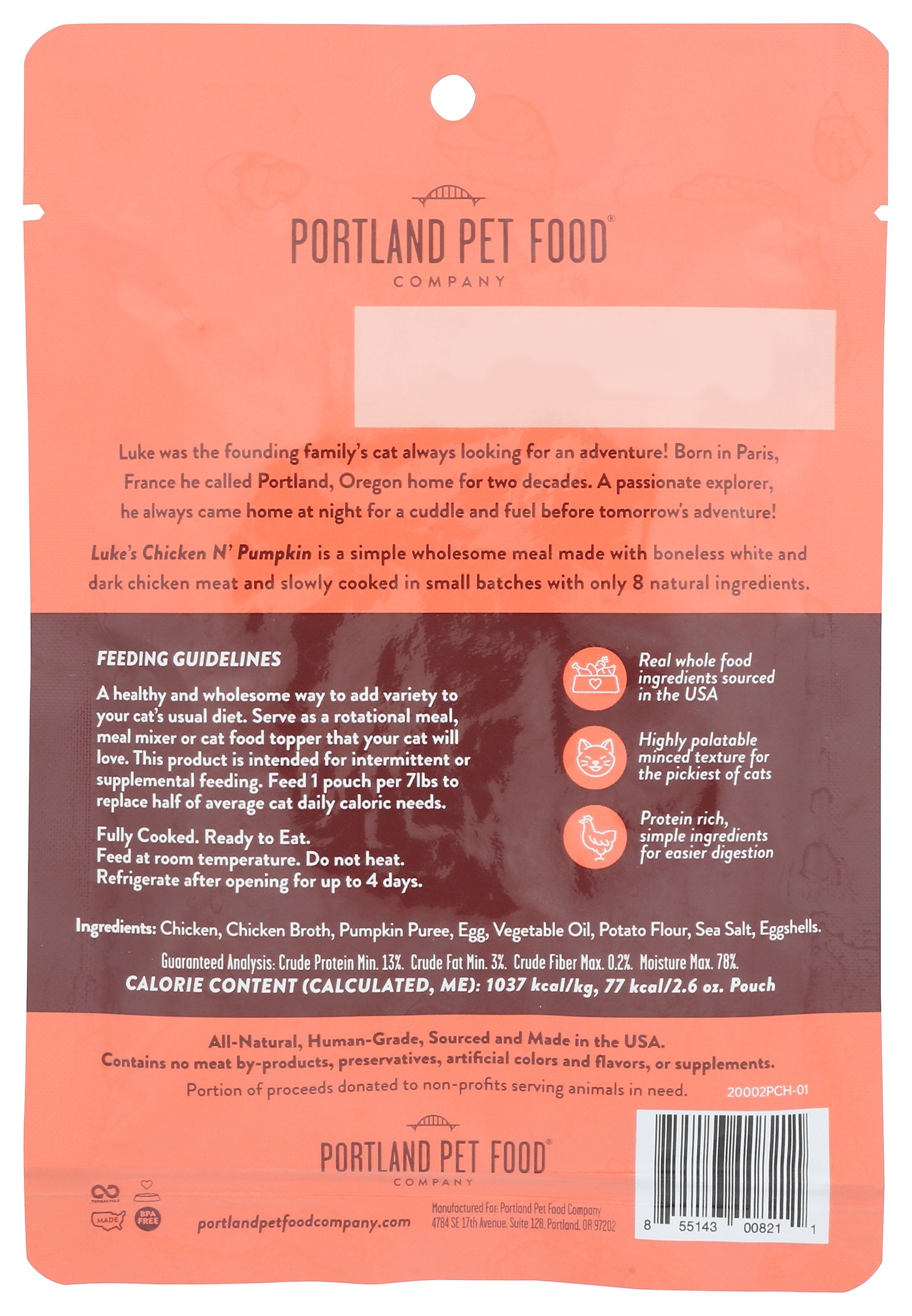 PORTLAND PET FOOD COMPANY MEAL CAT CHKN N PMP - Case of 12