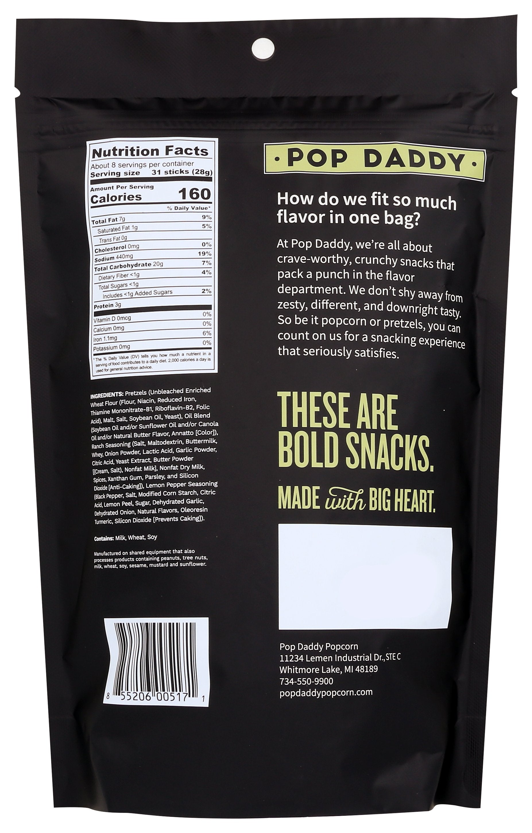 POP DADDY POPCORN & PRETZ PRETZEL PEPPERCORN - Case of 12