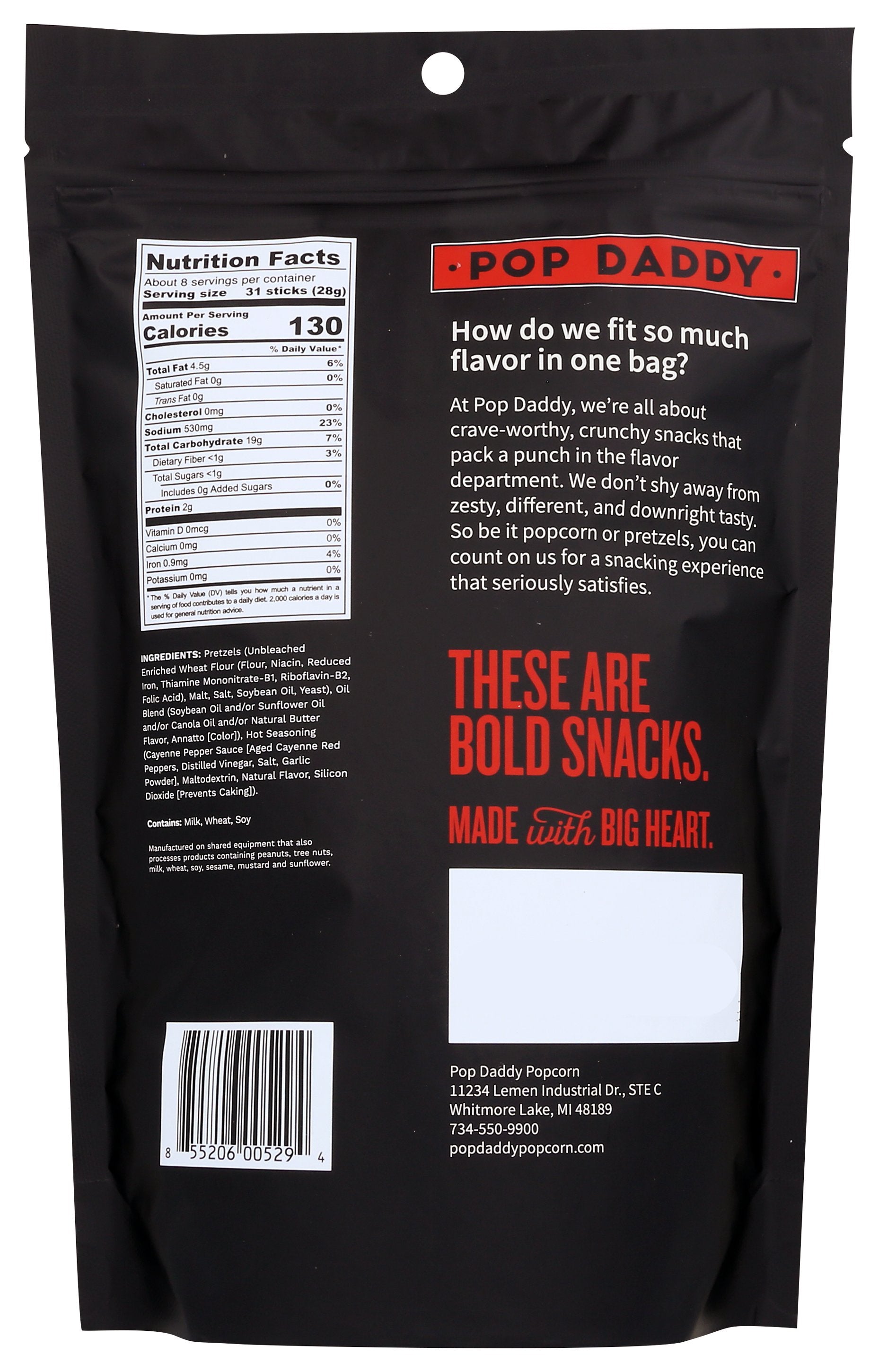 POP DADDY POPCORN & PRETZ PRETZELS HOT SAUCE - Case of 12