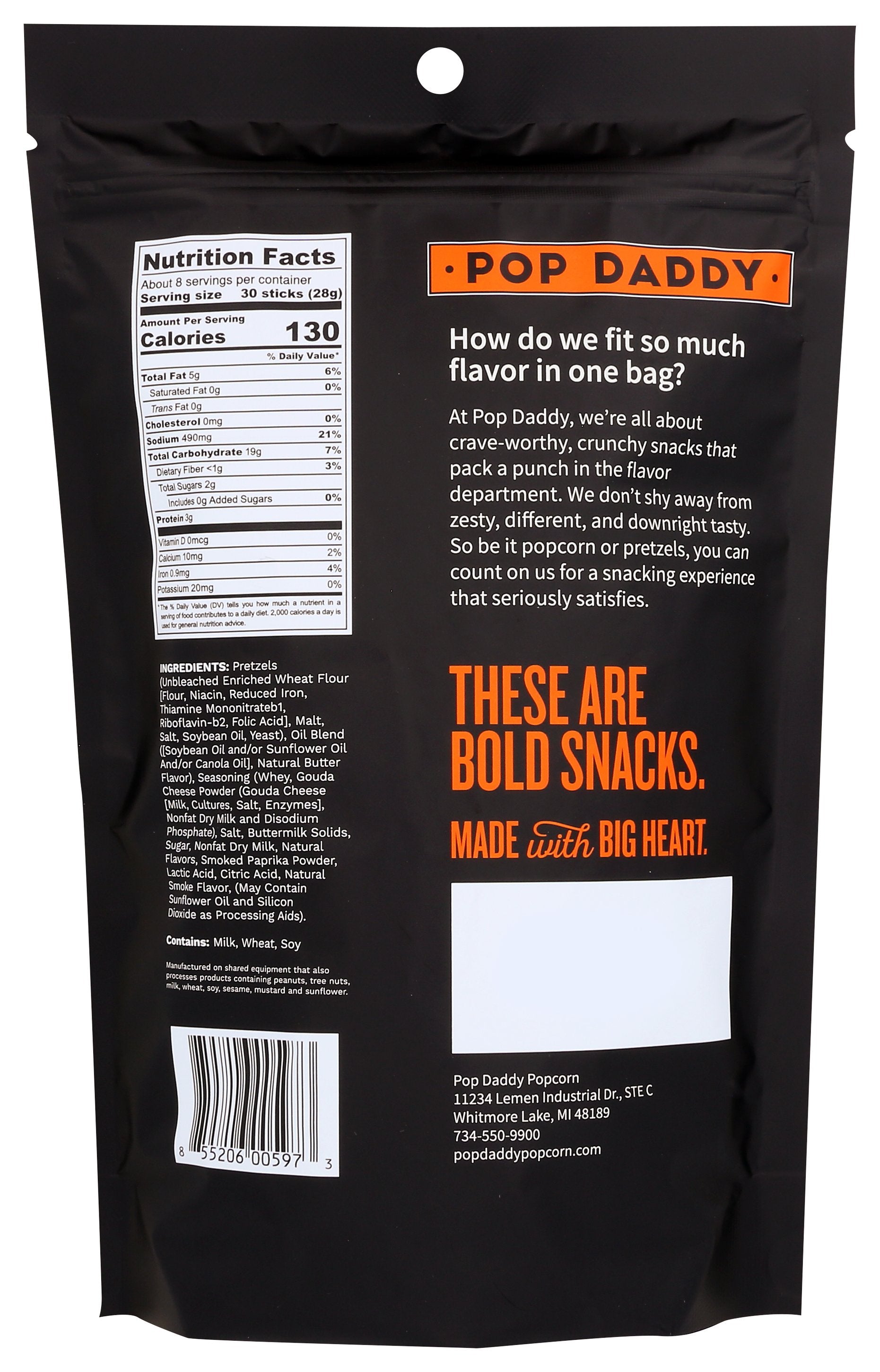 POP DADDY POPCORN & PRETZ PRETZELS SMKD GOUDA - Case of 12