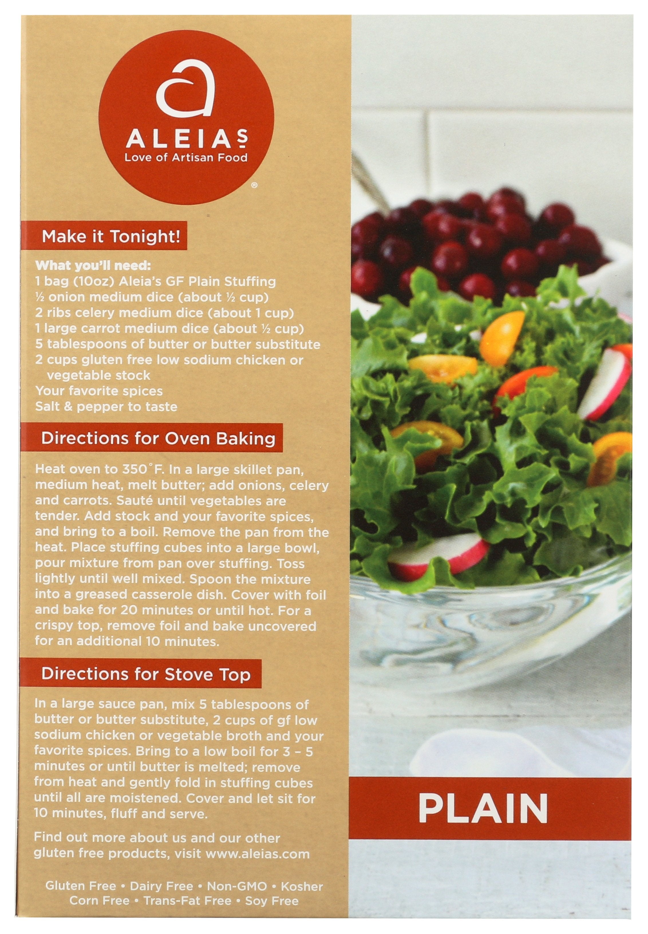 ALEIAS STUFFING MIX PLAIN GF - Case of 6