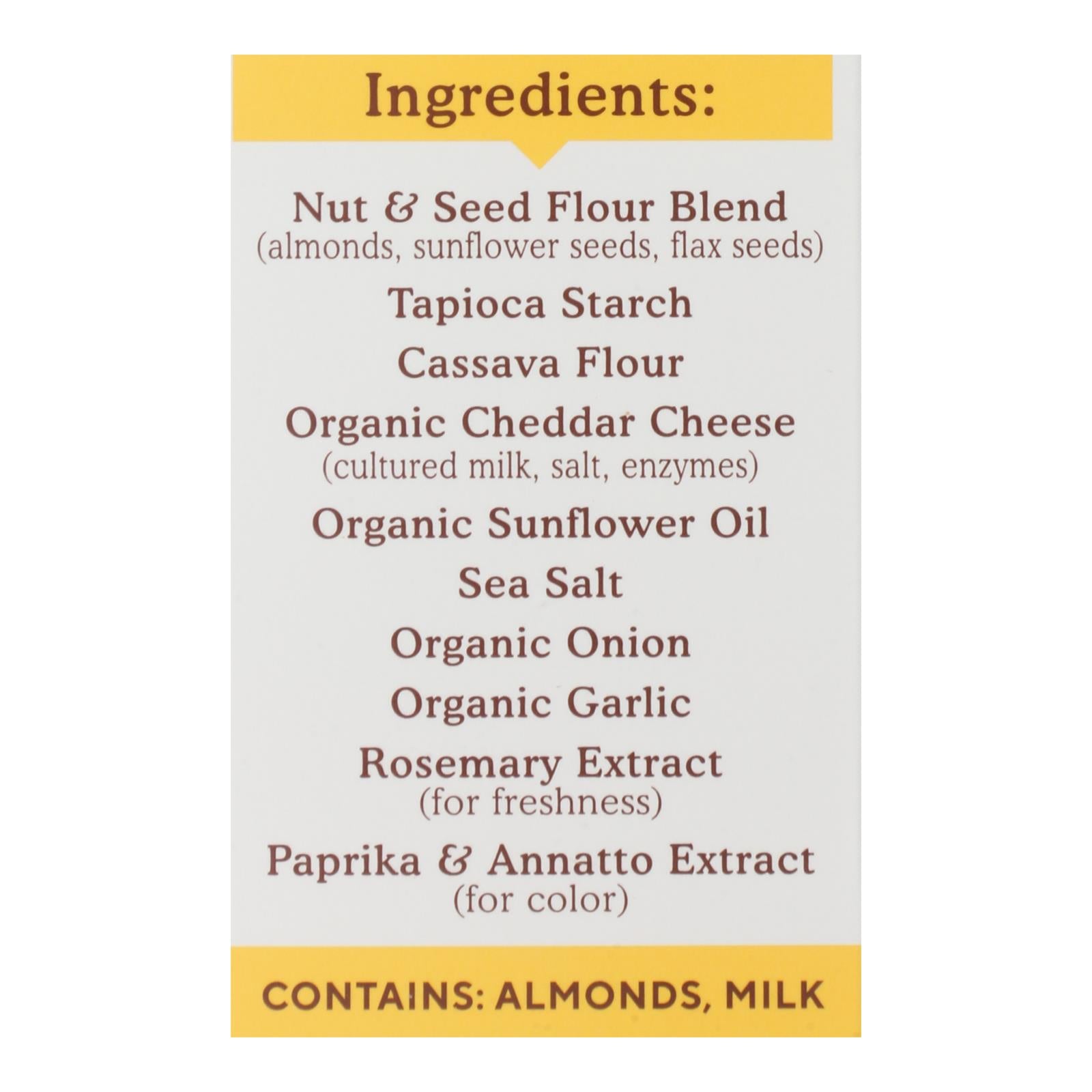Simple Mills Farmhouse Cheddar Almond Flour Crackers - Case Of 6 - 4.25 Oz.