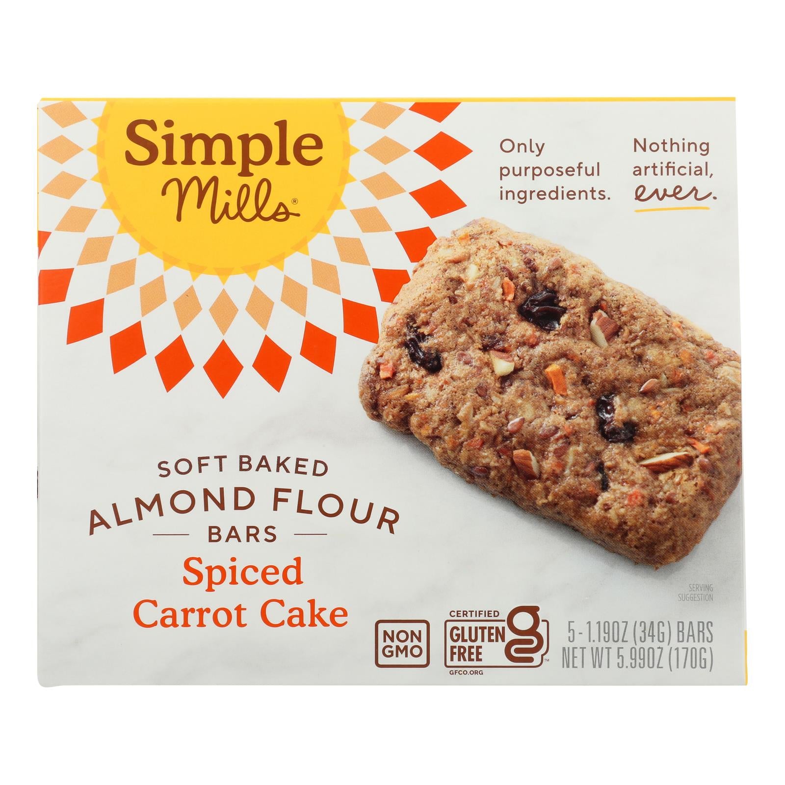 Simple Mills - Bar Sft Baked Spce Cartcake - Case Of 6 - 5.99 Oz