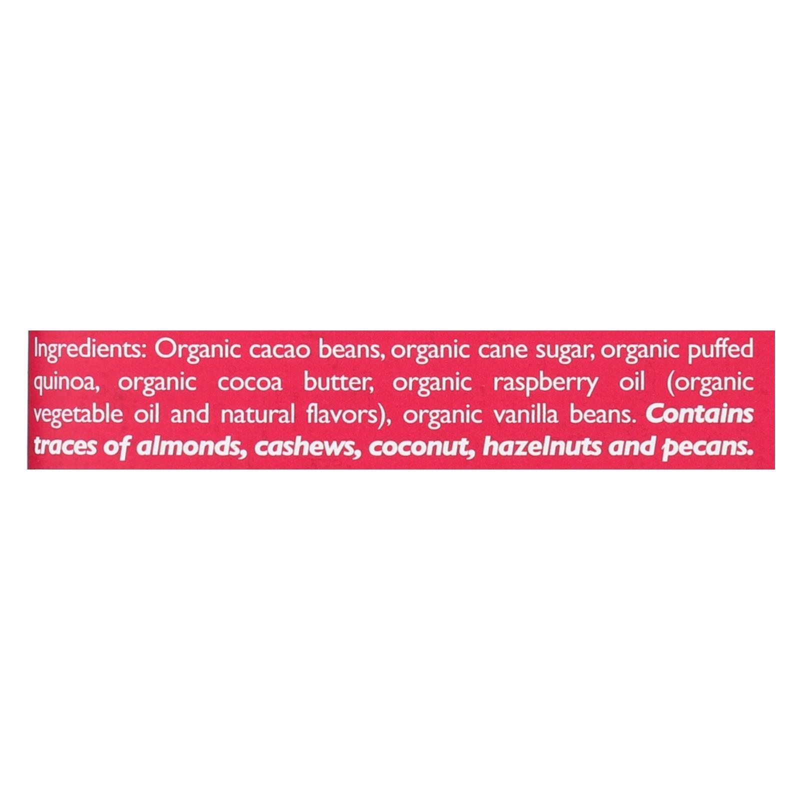 Taza Chocolate Stone Ground Organic Dark Chocolate Bar - Raspberry Crunch - Case of 10 - 2.5 oz.