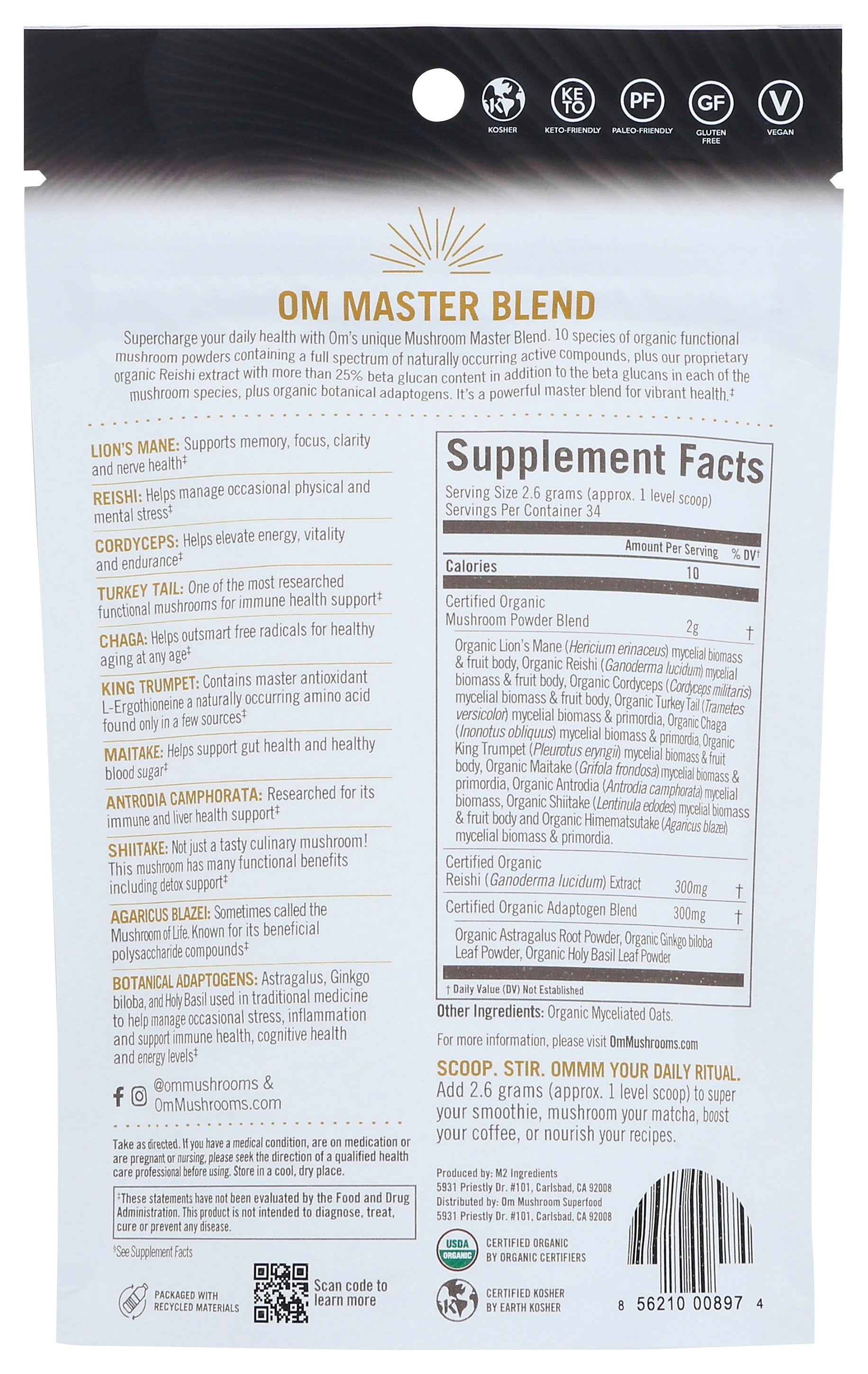 OM MUSHROOMS MUSHRM MASTER BLEND ORG