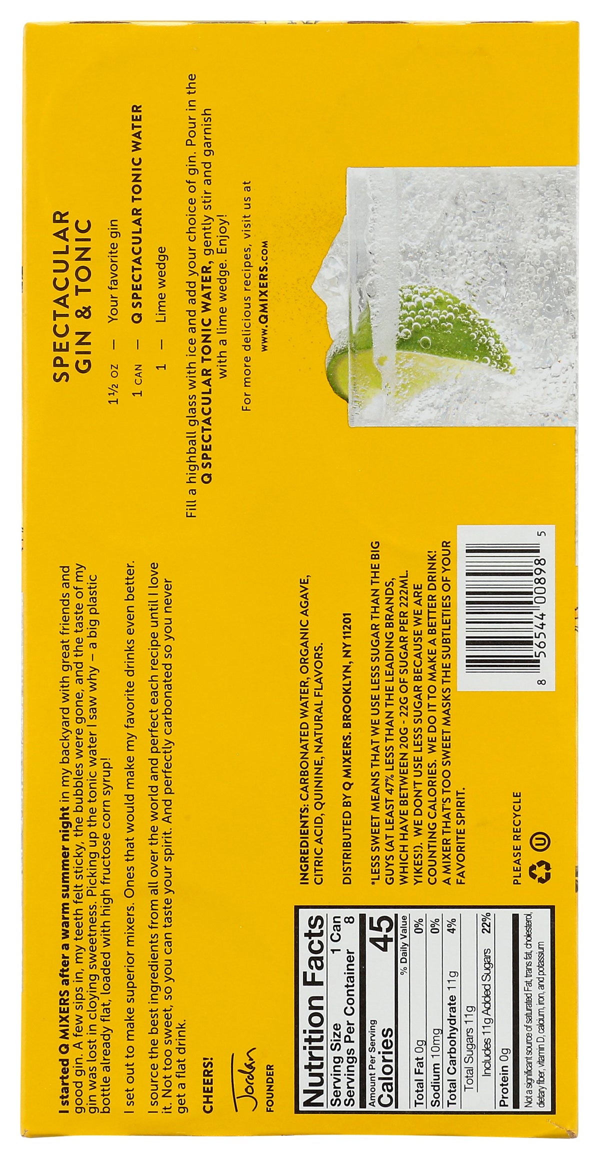 Q TONIC MIXER TONIC WATER 8PK - Case of 3