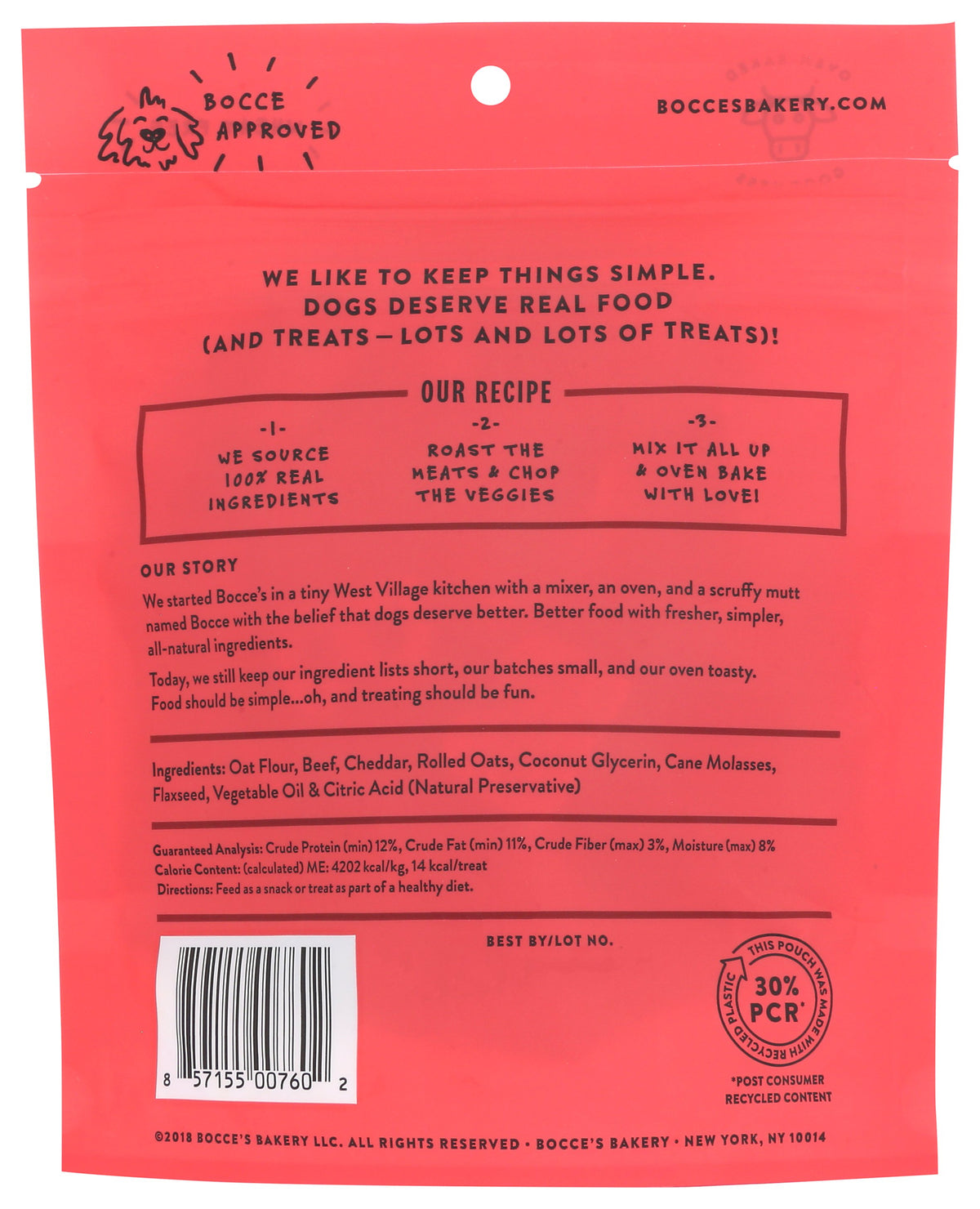 BOCCES BAKERY TREAT DOG BEEF CHEDDR - Case of 12