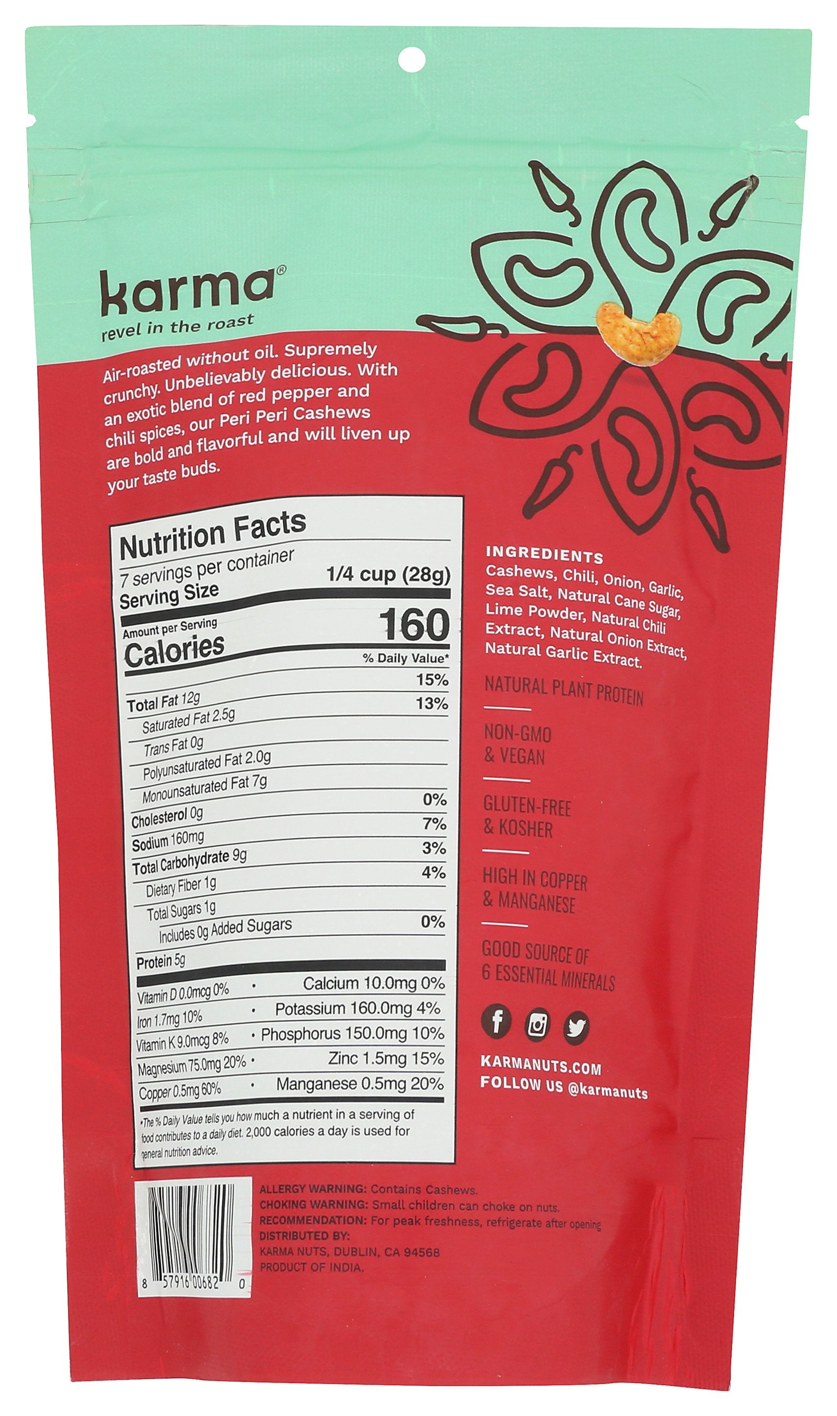KARMA CASHEWS RSTD PERI PERI - Case of 6