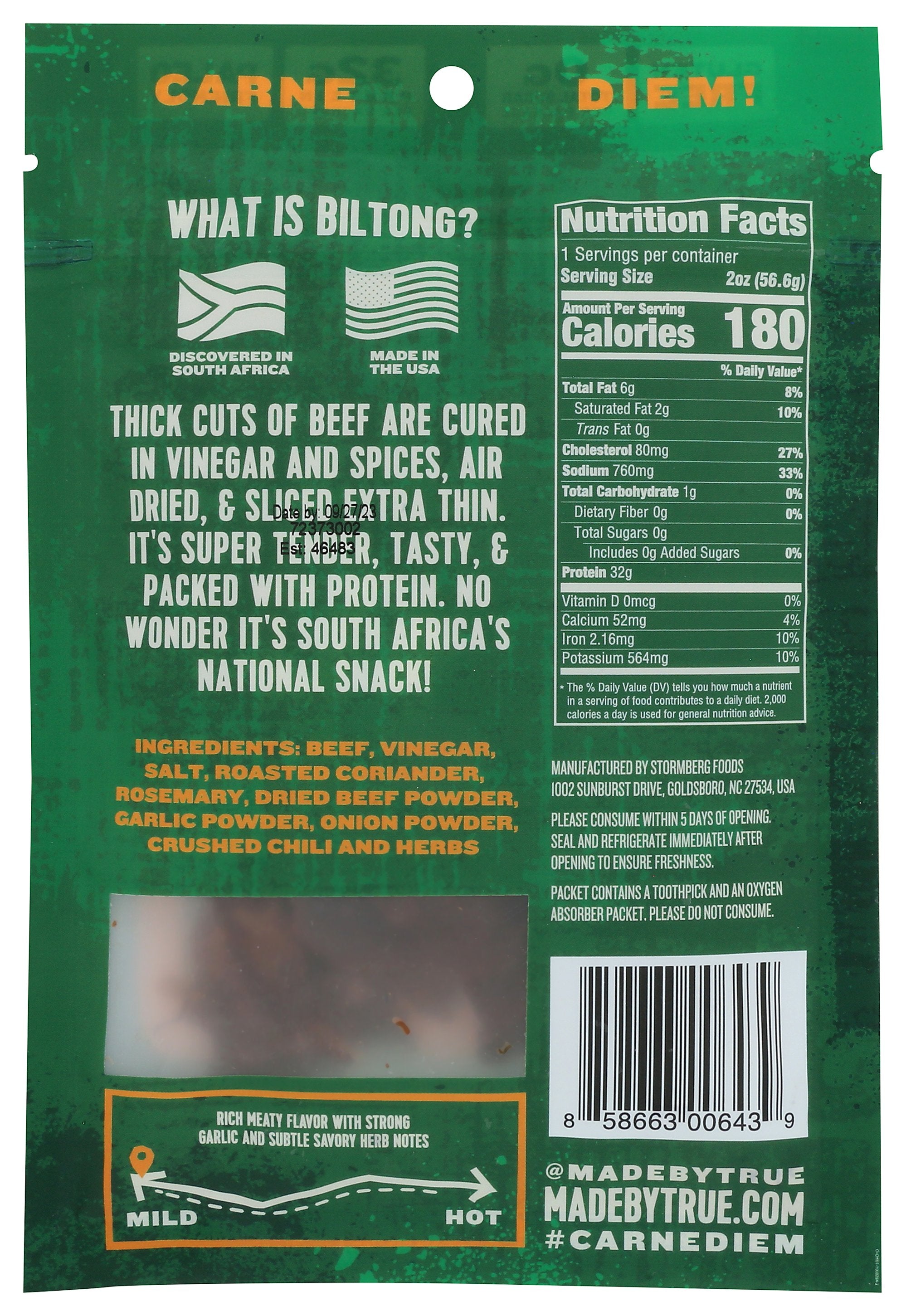 MADE BY TRUE BILTONG GARLIC HERB - Case of 8