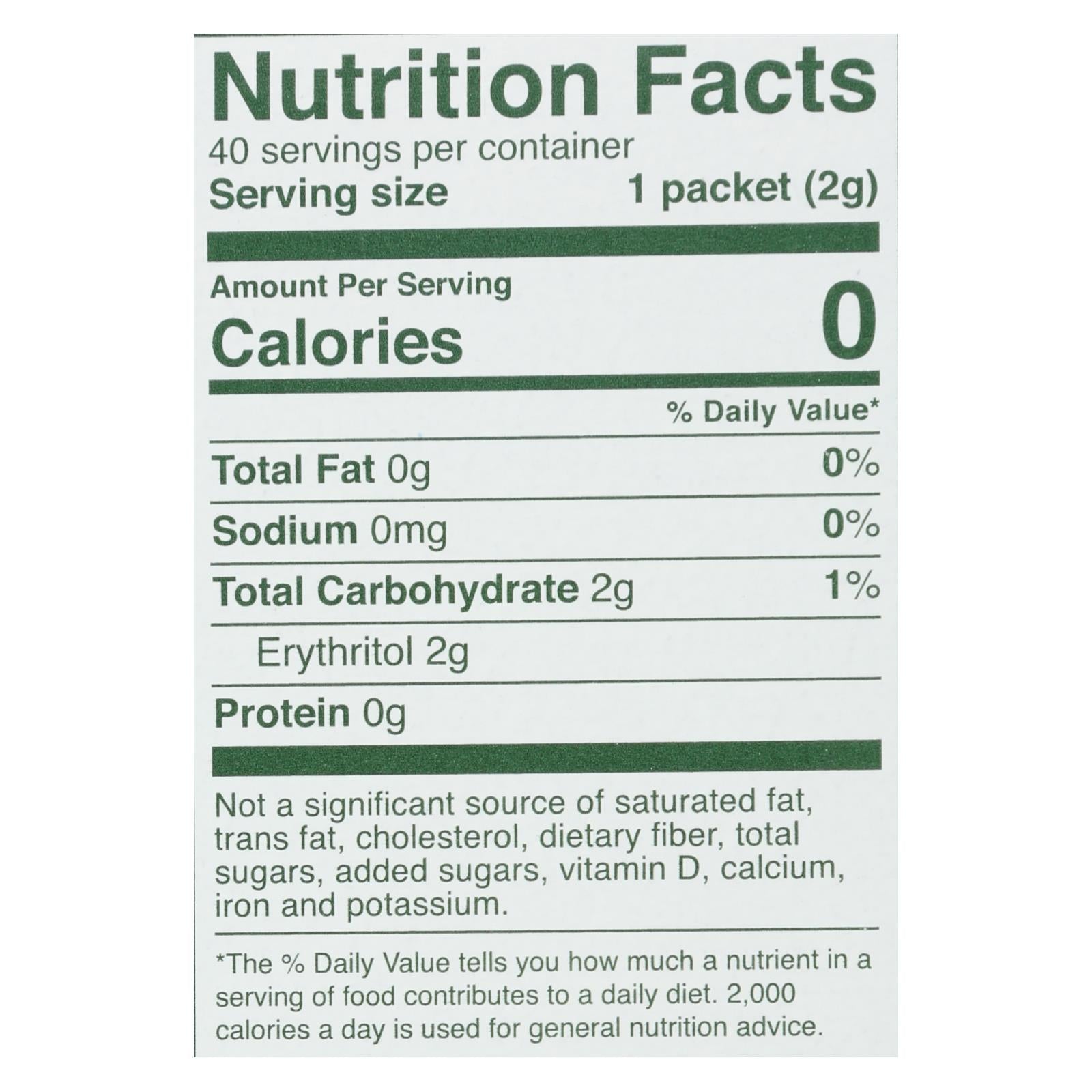 Whole Earth Sweetener Co Stevia Leaf & Monk Fruit Natural Sweetener Blend - Case of 12 - 40 CT
