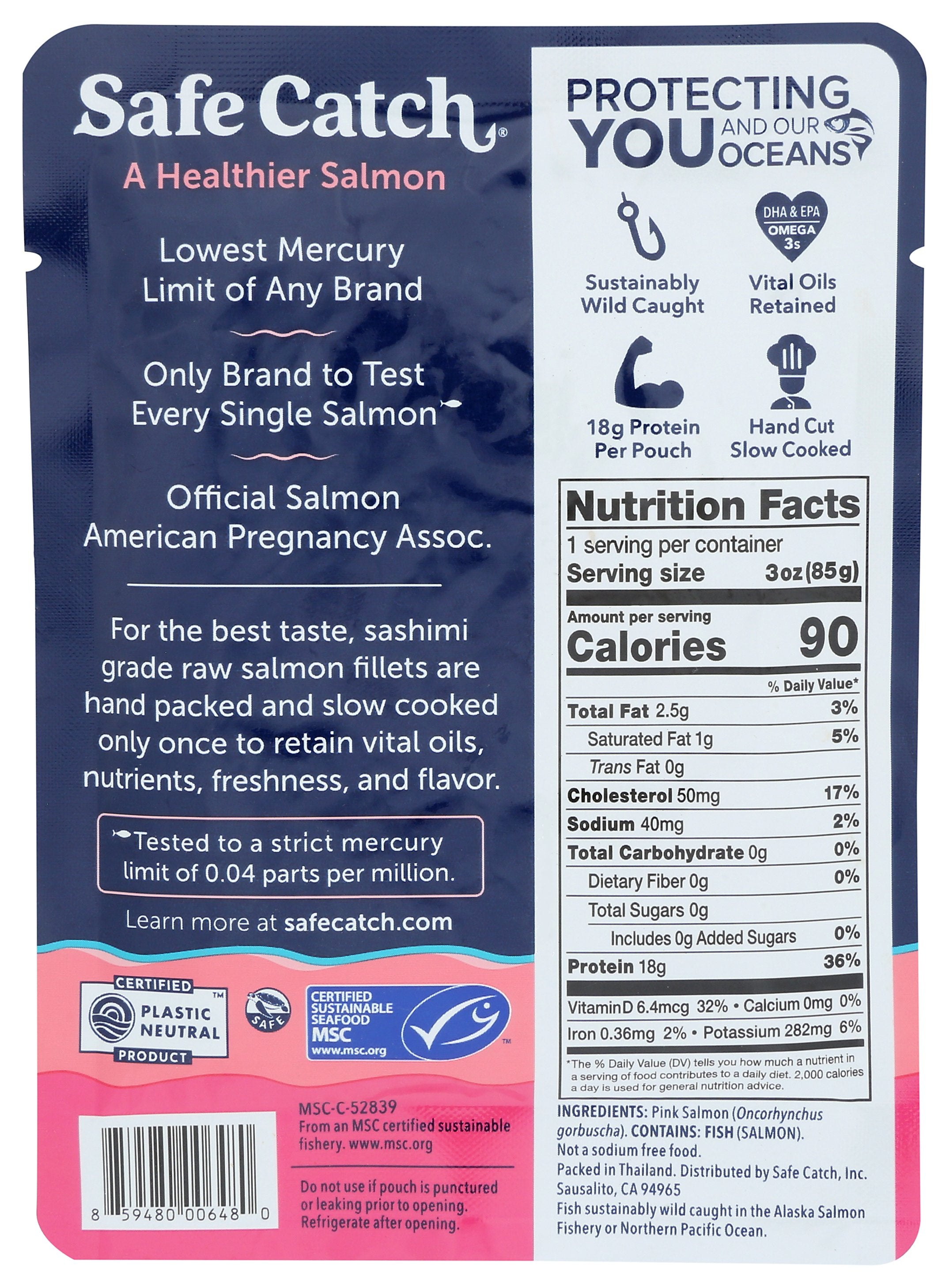 SAFECATCH SALMON POUCH NO SALT ADD - Case of 12