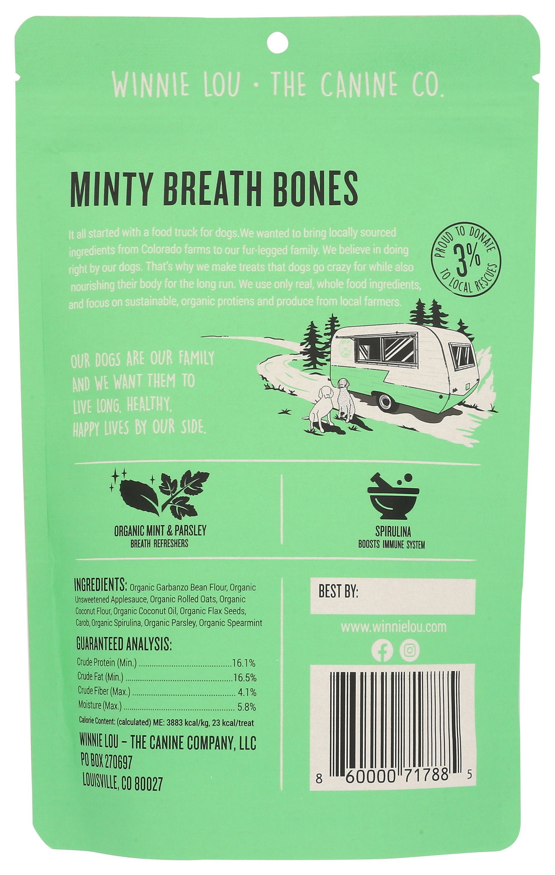 WINNI LOU- THE CANINE CO BREATH BONES MINTY - Case of 6