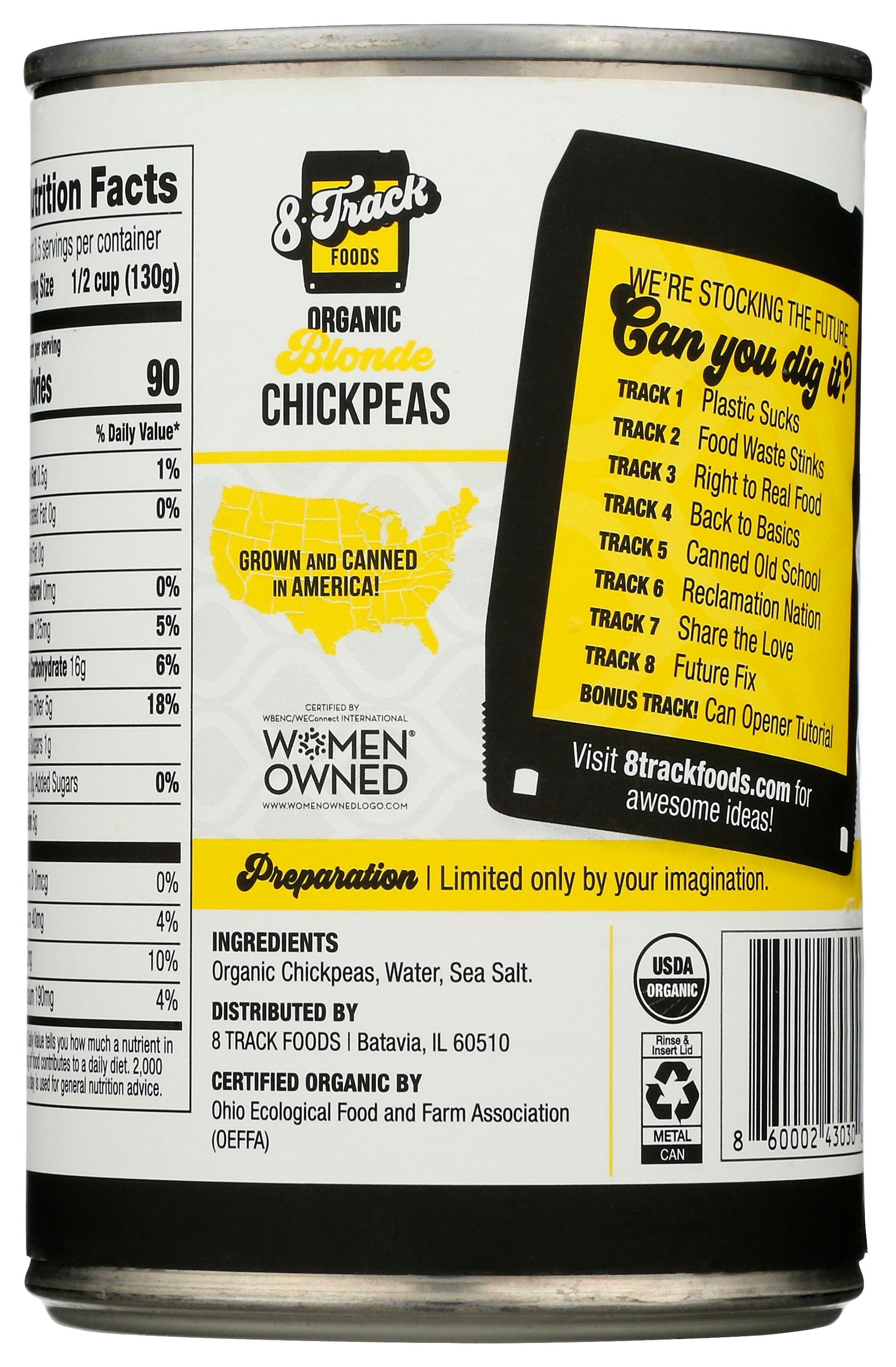 8 TRACK FOODS CHICKPEAS BLONDE - Case of 12