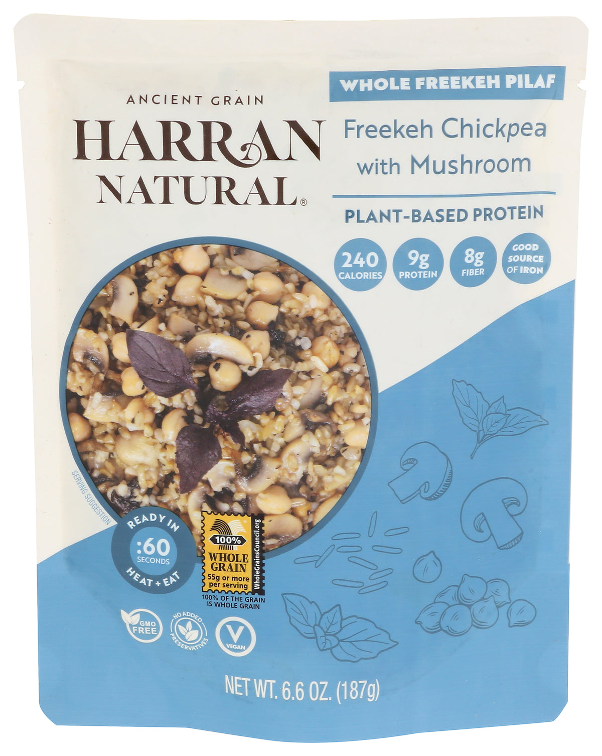 Harran Natural Whole Grain Freekeh Mushrooms - Pack of 8 - 6.6 oz