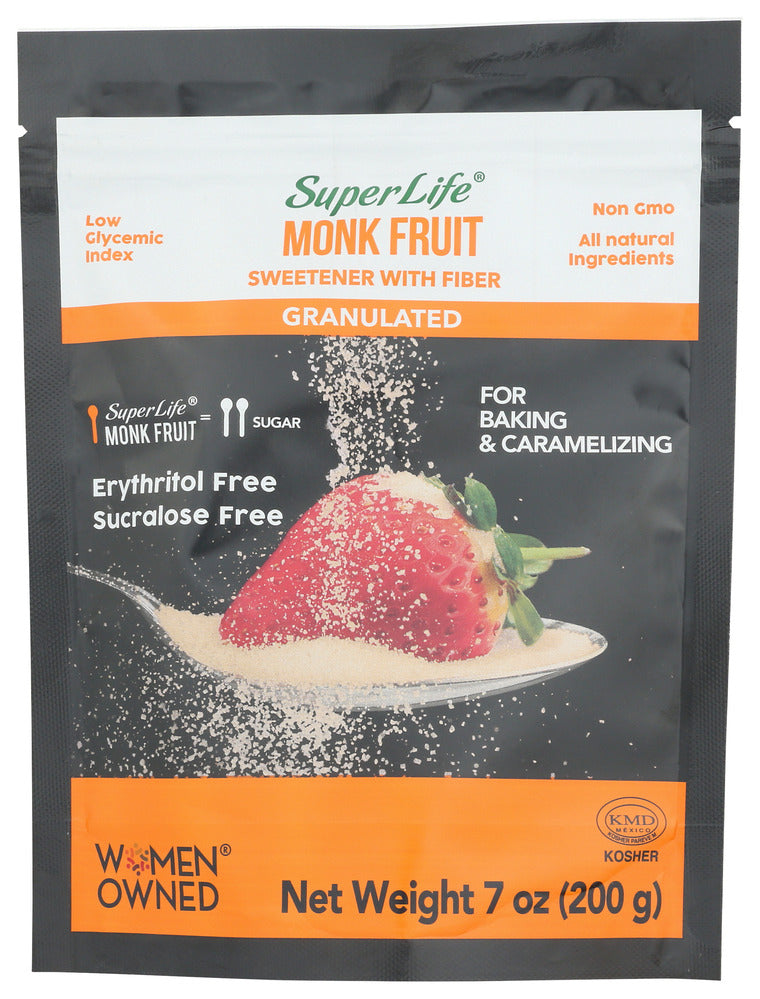 SuperLife Monk Fruit Sweetener with Fiber Granulated - Case of 12 - 7.05 oz