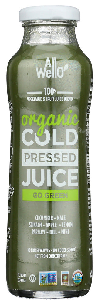 Allwello Juice Go Green Organic - Pack of  12 - 11.1 fo