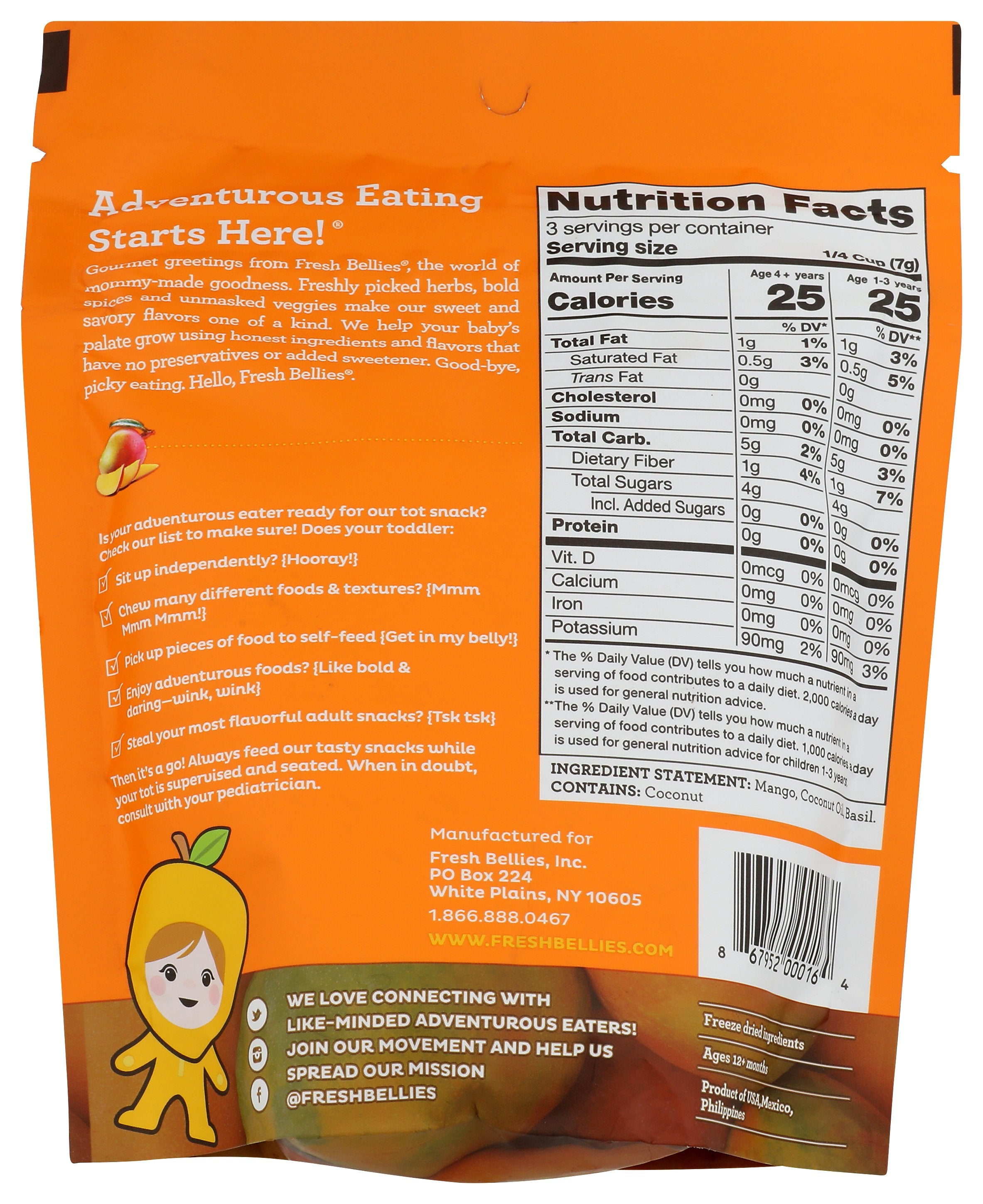 FRESH BELLIES SNACK TODDLR TWO TO MANGO - Case of 6