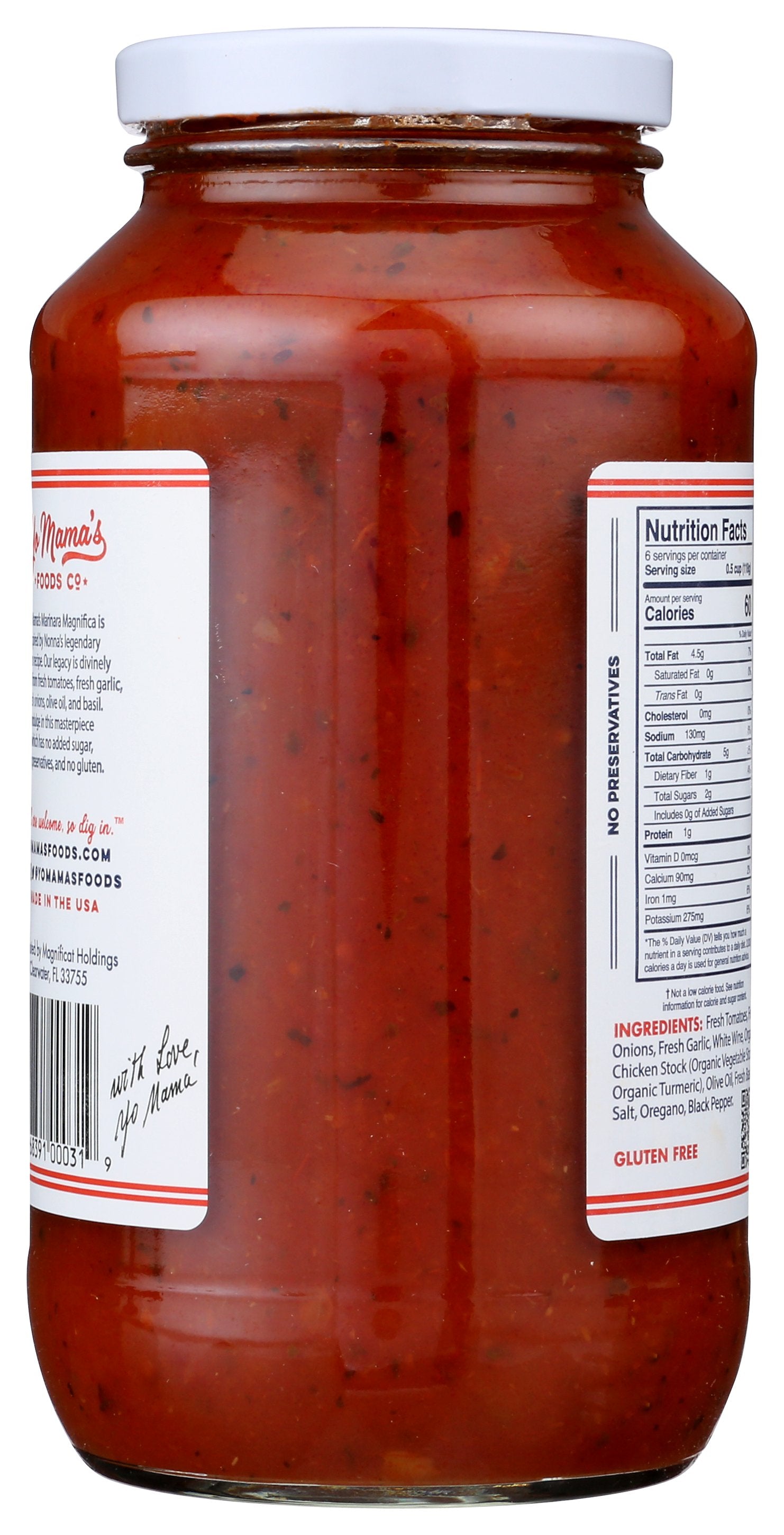 YO MAMAS FOODS SAUCE PASTA MARINARA - Case of 6