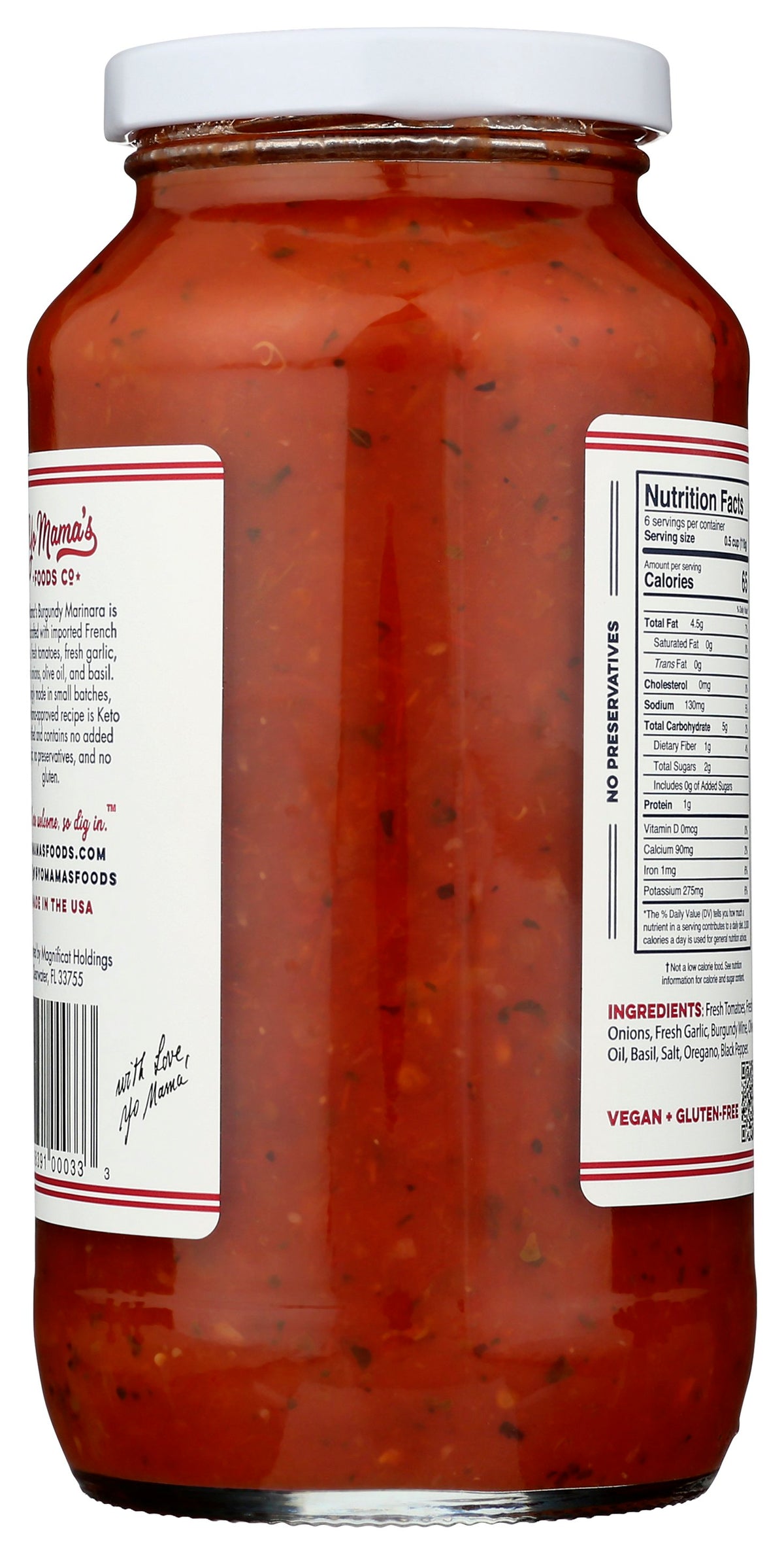 YO MAMAS FOODS SAUCE TOMATO BURGNDY WINE - Case of 6
