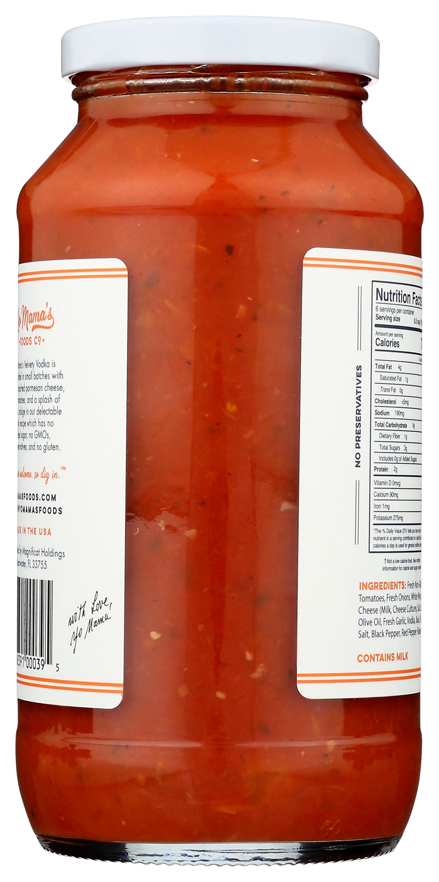 YO MAMAS FOODS SAUCE PASTA VODKA TOMATO - Case of 6