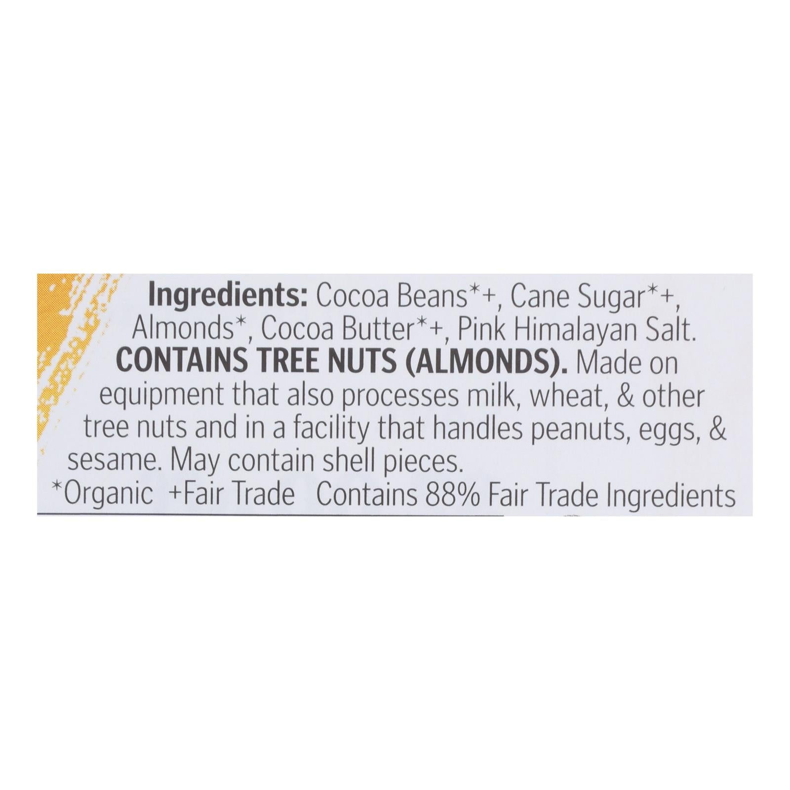 Theo Chocolate Organic Chocolate Bar - Classic - Dark Chocolate - 70 Percent Cacao - Salted Almond - 3 oz Bars - Case of 12
