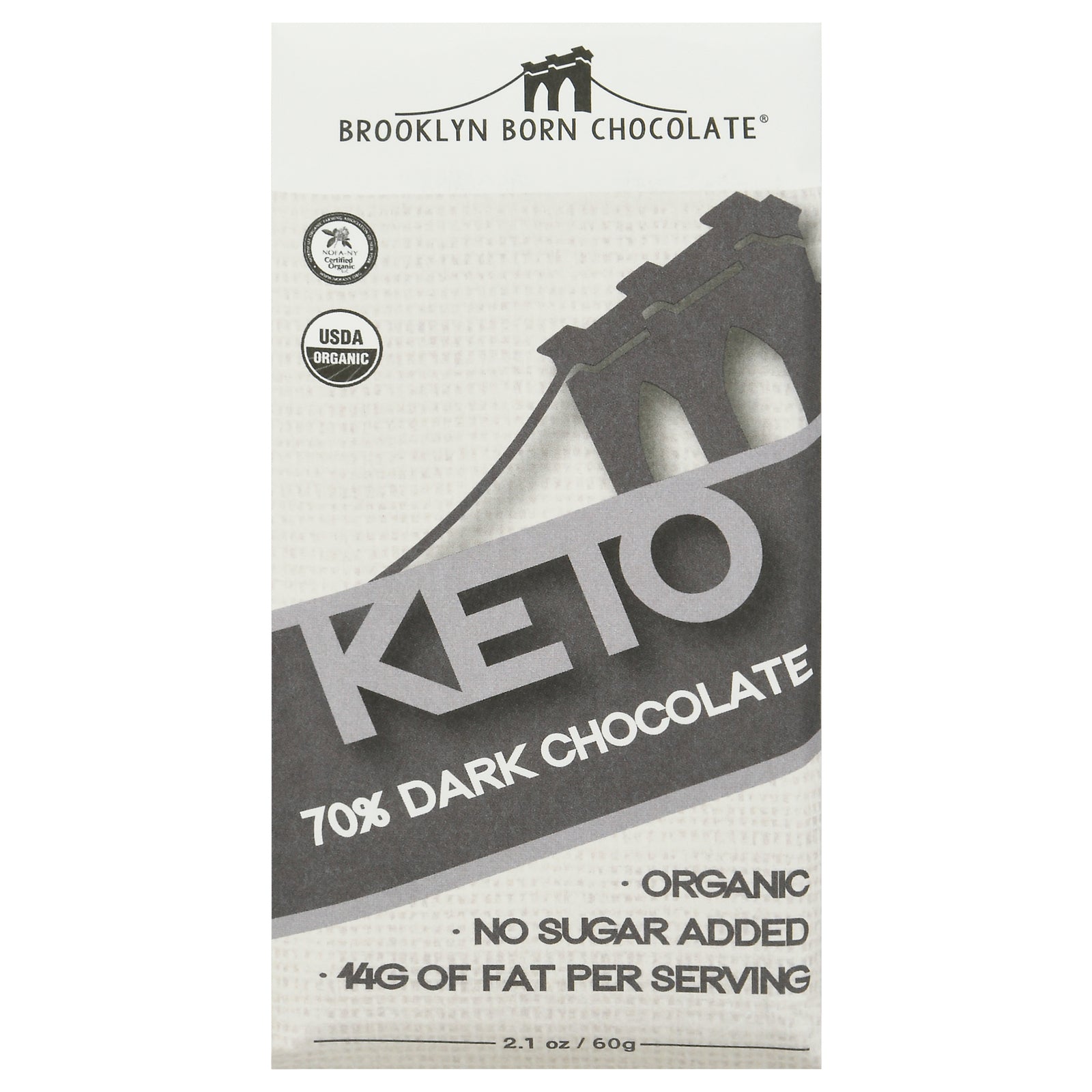 Brooklyn Born Chocolate - Bar Og2 Dkchoc 70pct Keto - CS of 12-2.1 OZ