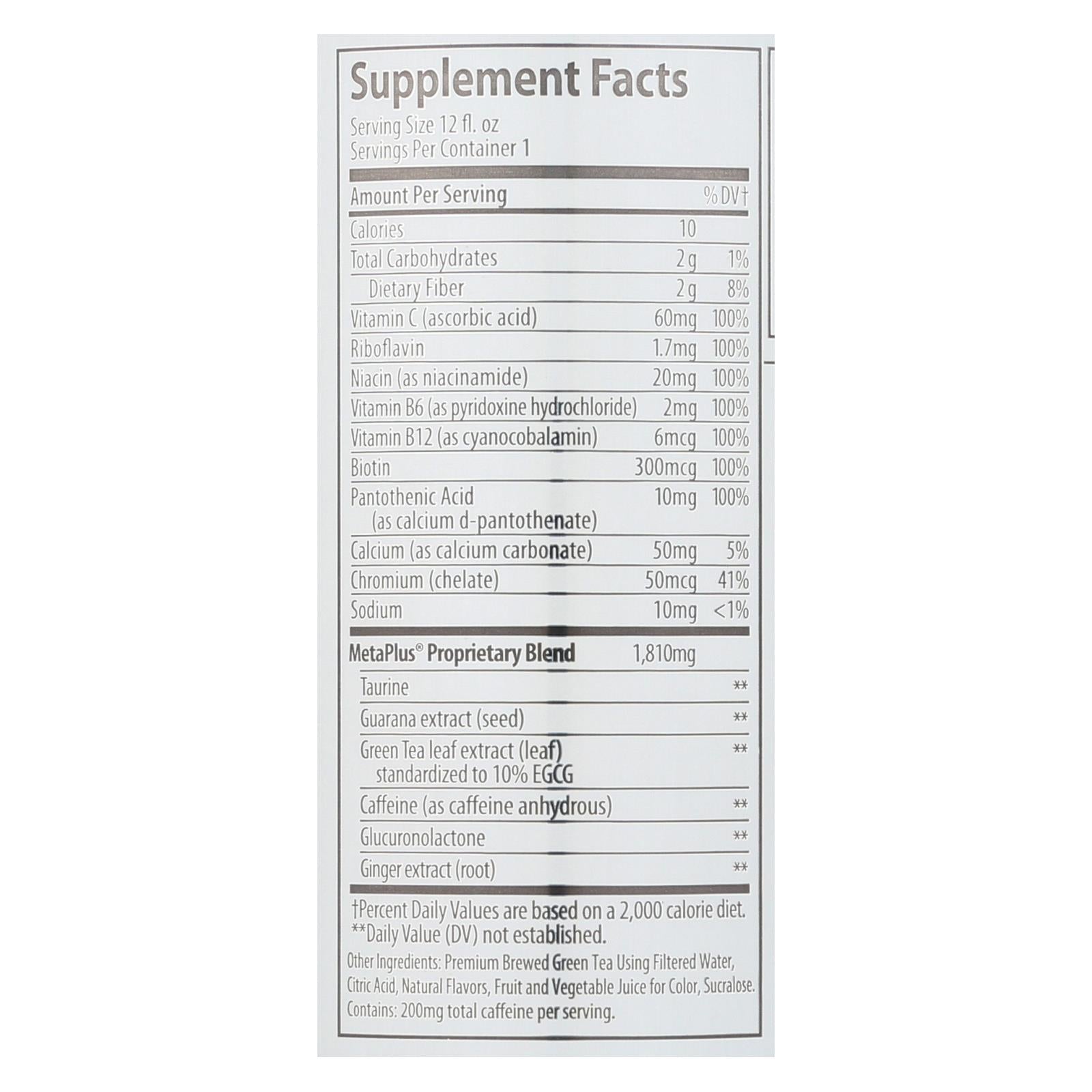 Celsius Non-Carbonated Raspberry Acai Green Tea Dietary Supplement  - Case of 12 - 12 FZ
