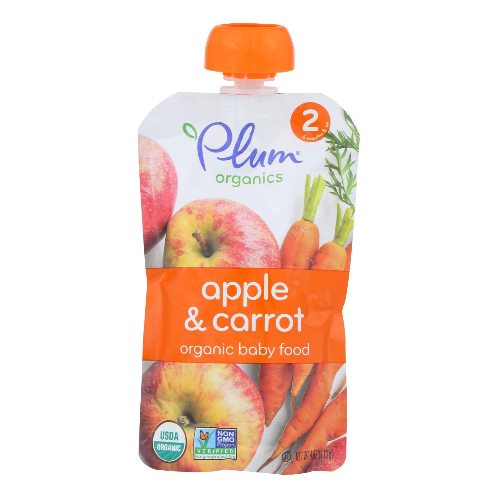 Plum Organics - Bby Fd Og2 Apple + Carrot - CS of 12-4 OZ