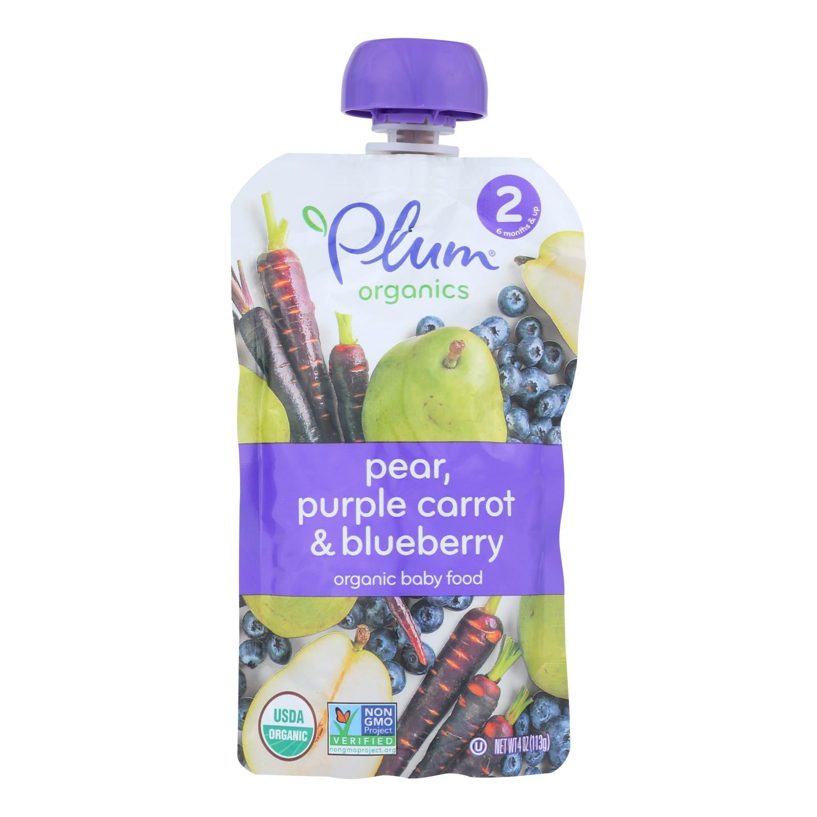 Plum Organics - Baby Fd Og2 Blbr Pr&crt - CS of 12-4 OZ