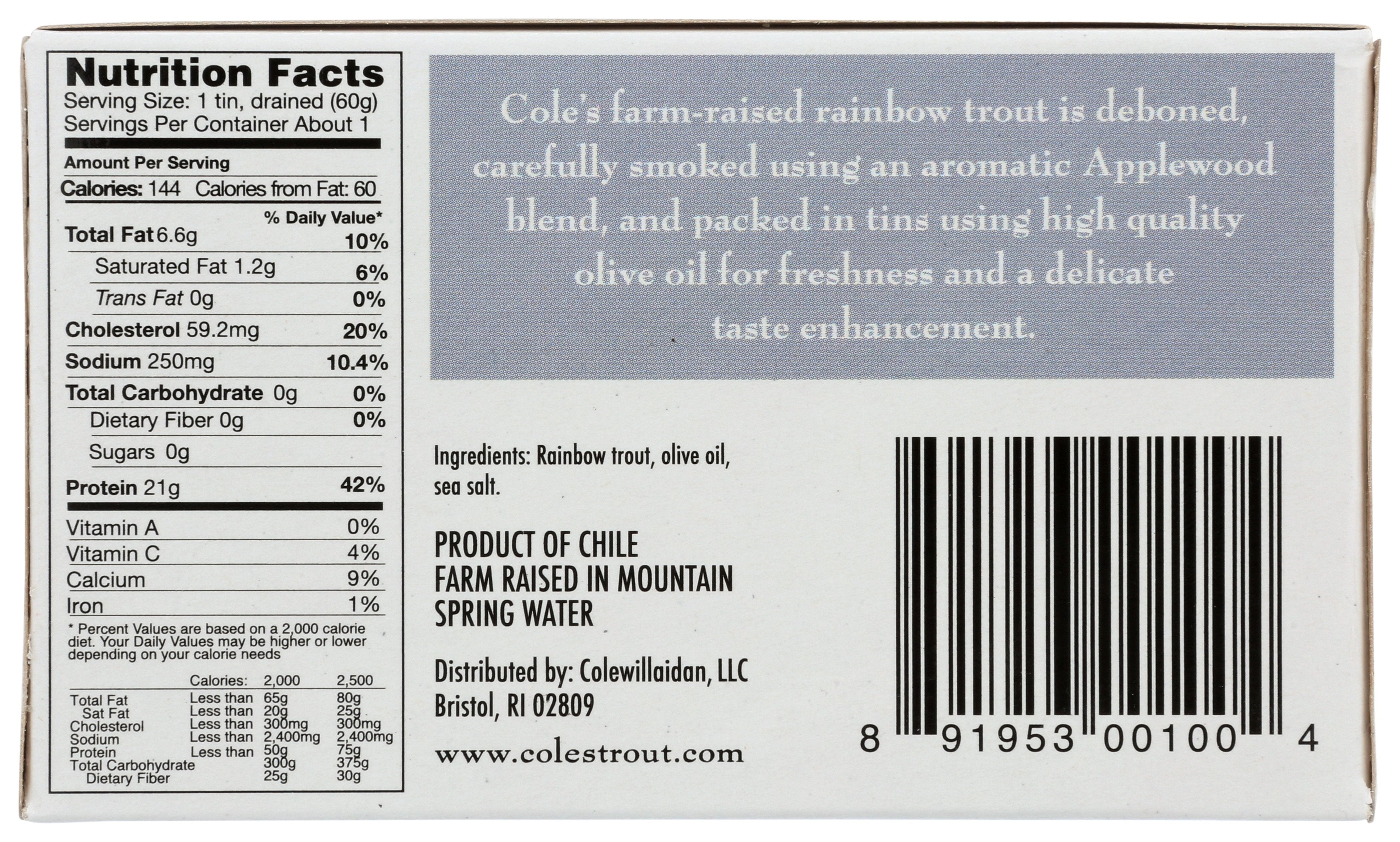 COLES TROUT SMOKED - Case of 10