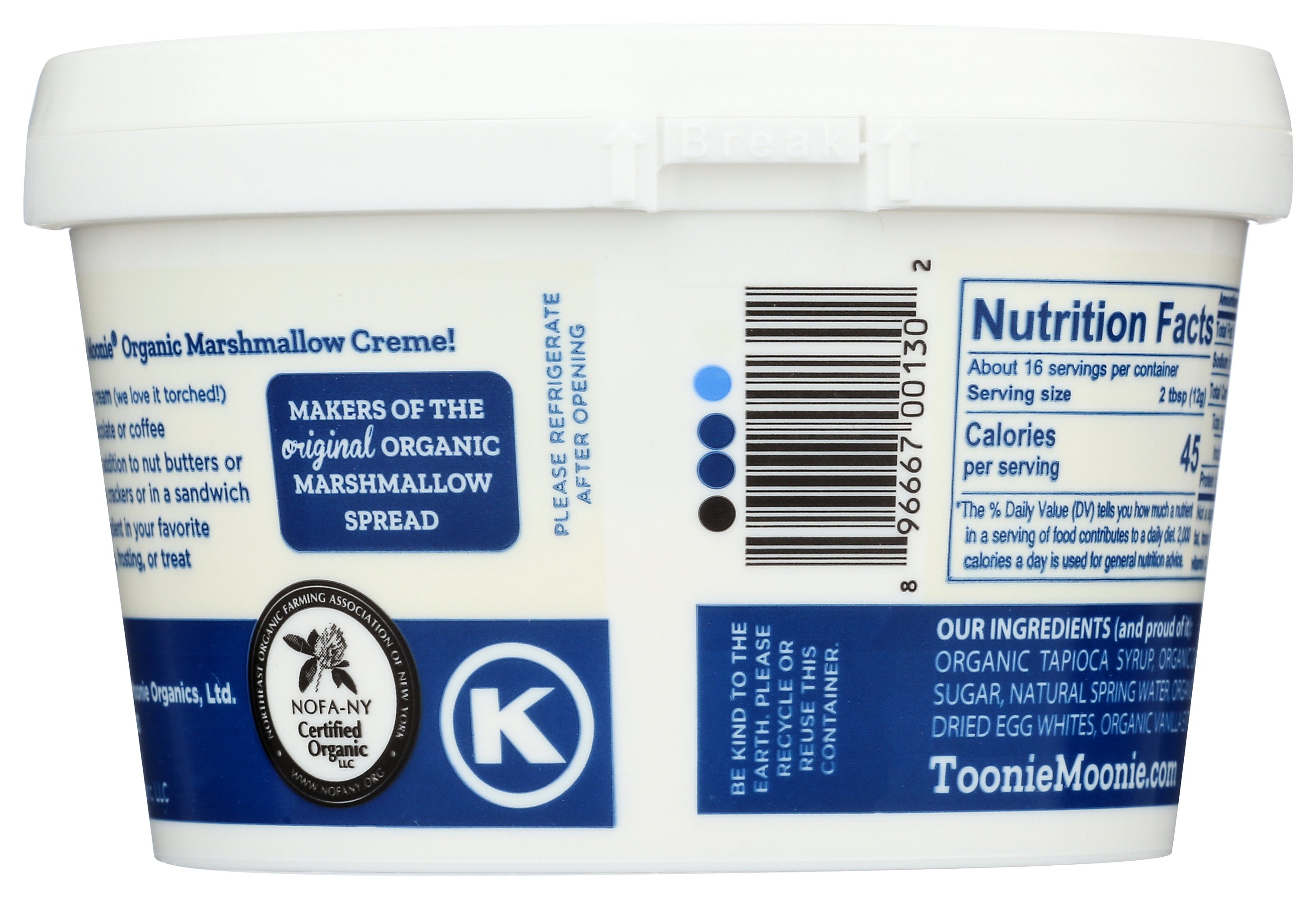 TOONIE MOONIE ORGANICS LT CREAM MRSHMALLOW VA - Case of 6