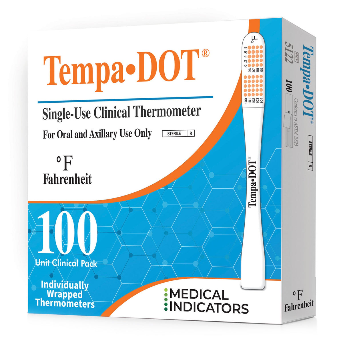 Medical Indicators - Disposable Oral Thermometer Tempa·DOT™ 99 to 104 °F Color Dots Display [100/BX]
