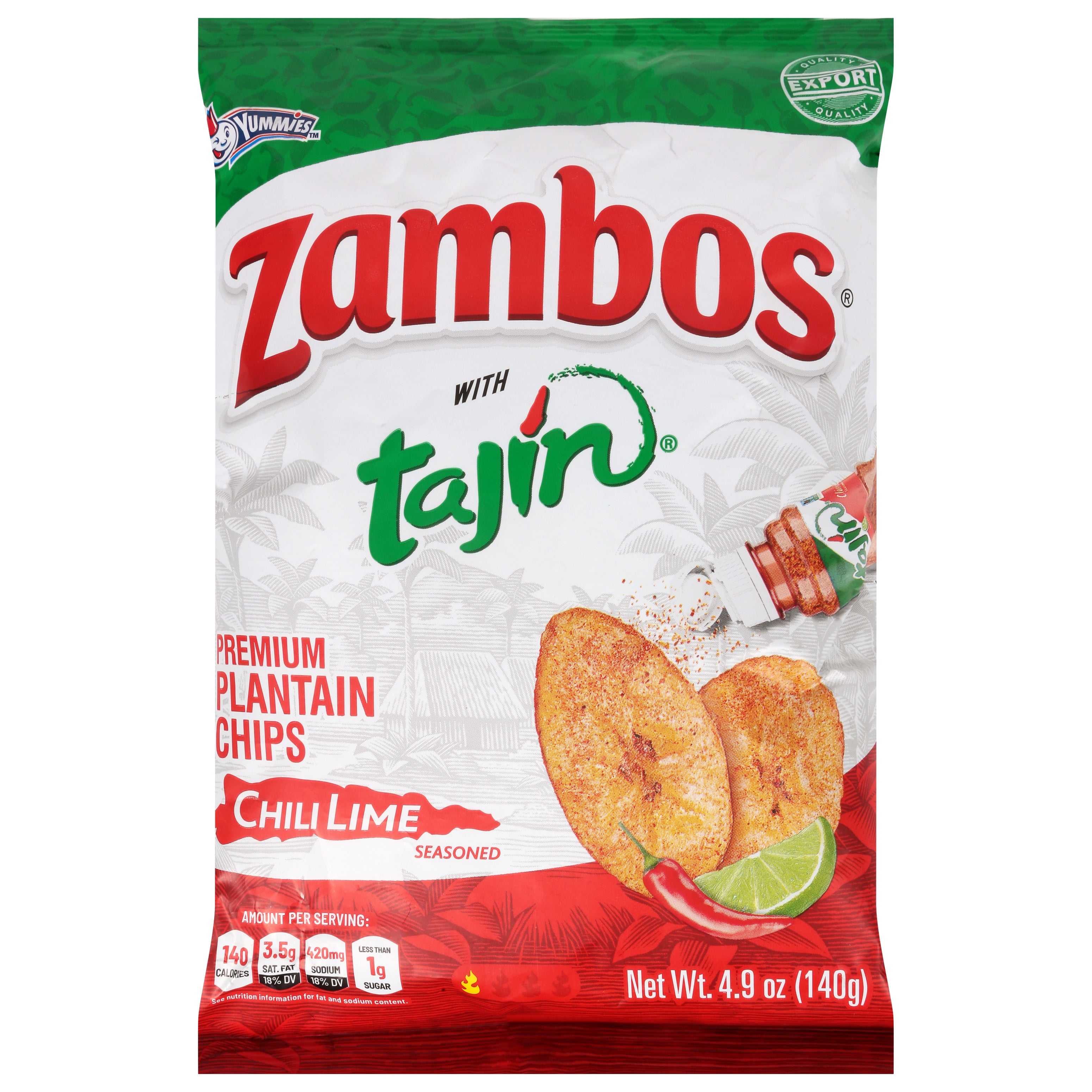 Zambos Premium Seasoned Chili Lime Plantain Chips 4.9 oz - Case of 12
