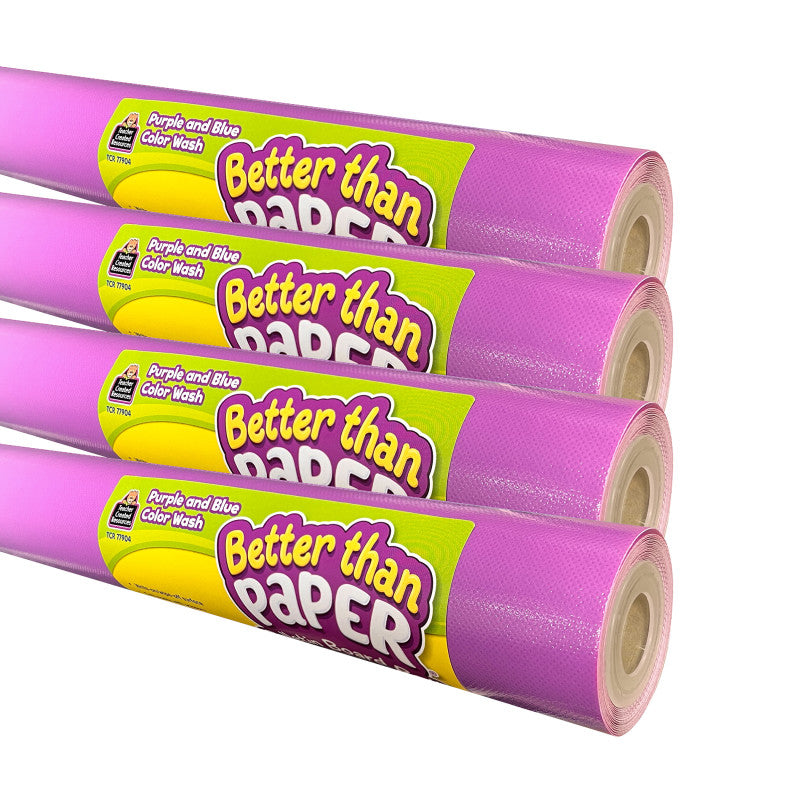 TEACHER CREATED RESOURCES - Better Than Paper Bulletin Board Roll, Purple and Blue Color Wash, 4-Pack