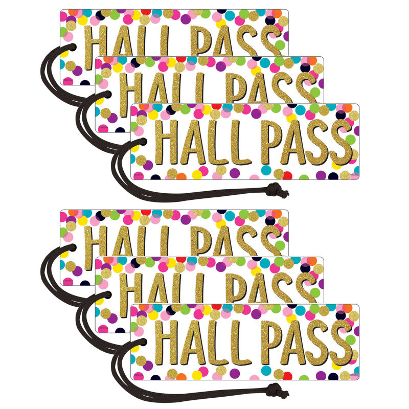 TEACHER CREATED RESOURCES - Confetti Magnetic Hall Pass, Pack of 6