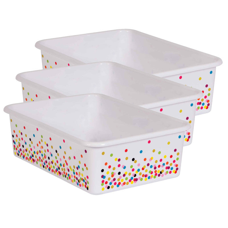 TEACHER CREATED RESOURCES - Confetti Large Plastic Storage Bin, Pack of 3