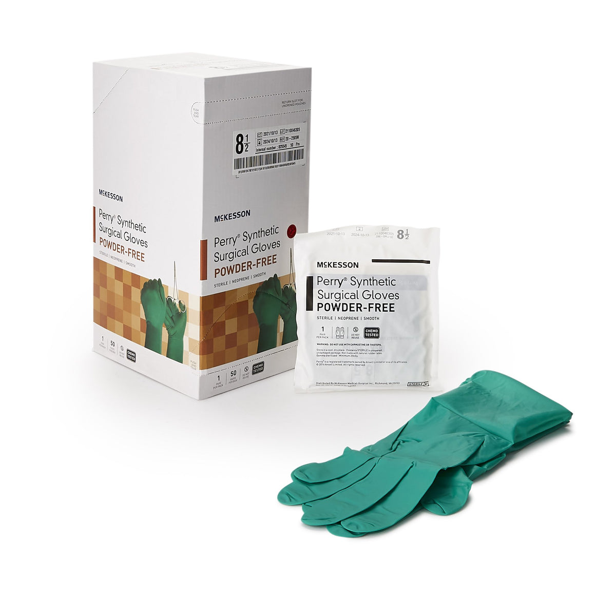 McKesson Brand - Surgical Glove McKesson Perry® Performance Plus Size 8.5 Sterile Polychloroprene Standard Cuff Length Smooth Dark Green Chemo Tested [50/BX]