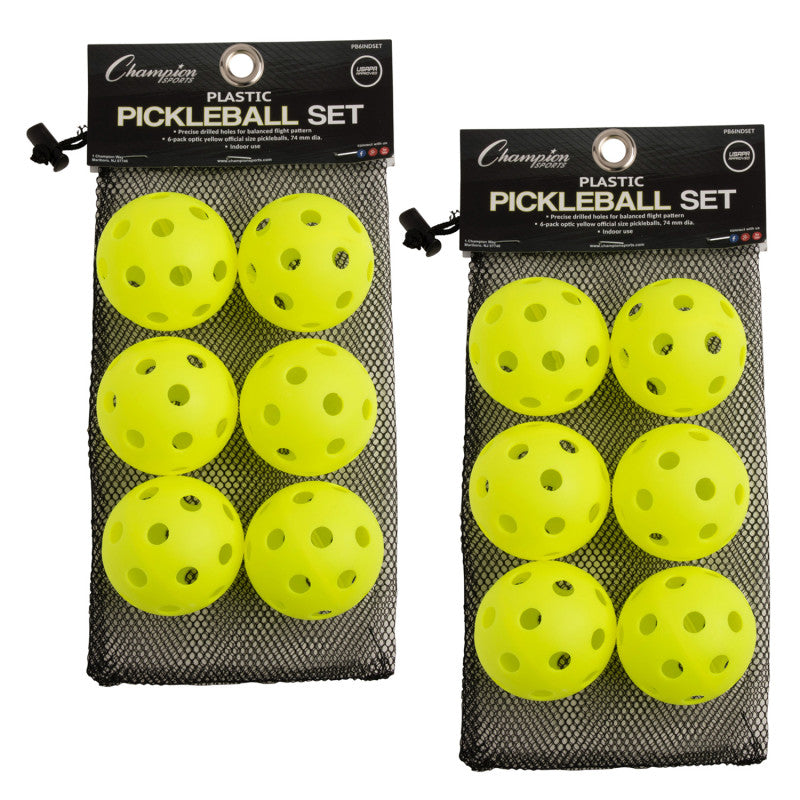 CHAMPION SPORTS - Recreational Indoor Pickleball Set, 6 Per Set, 2 Sets
