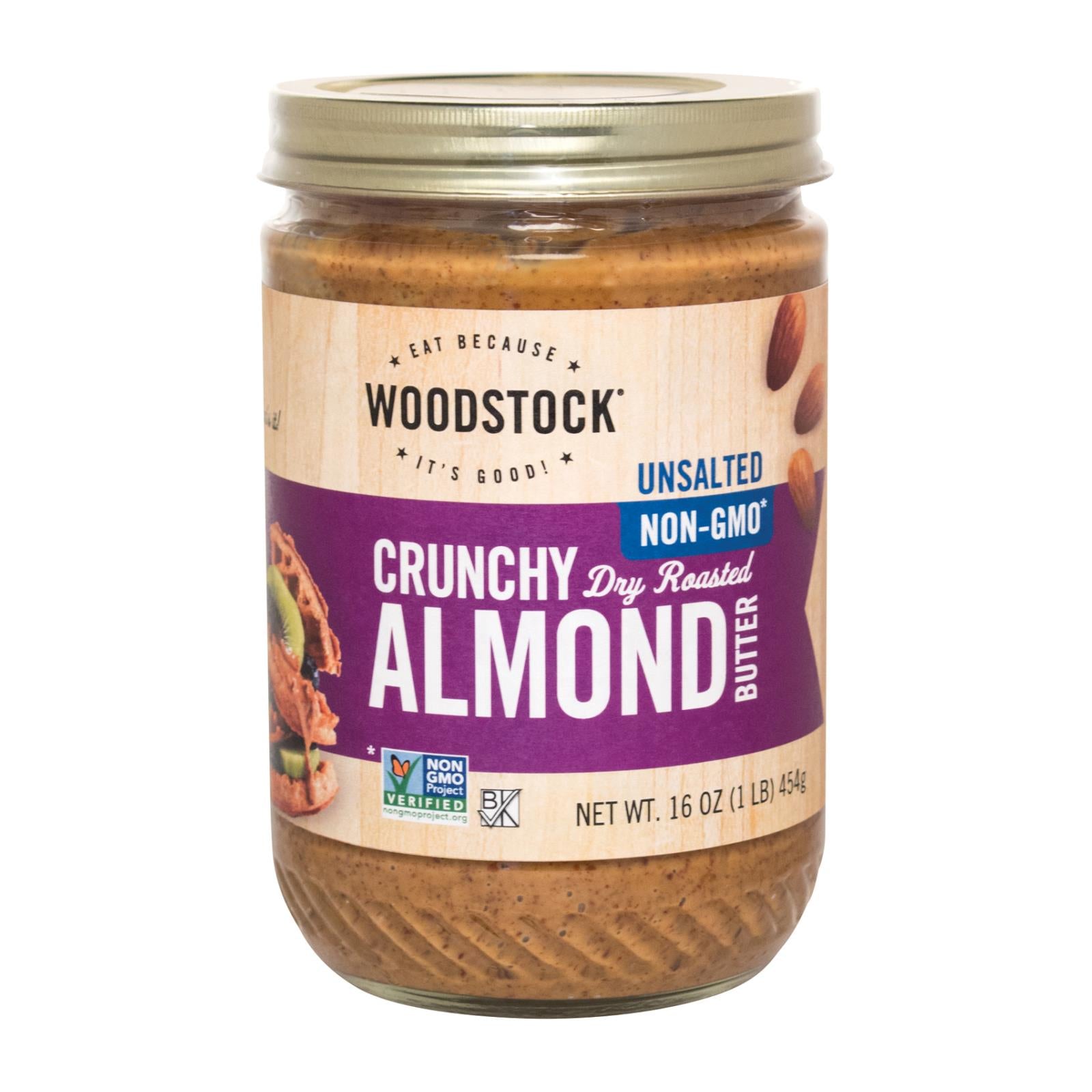 Woodstock Non-GMO Crunchy Almond Butter, 16oz, 12-Pack