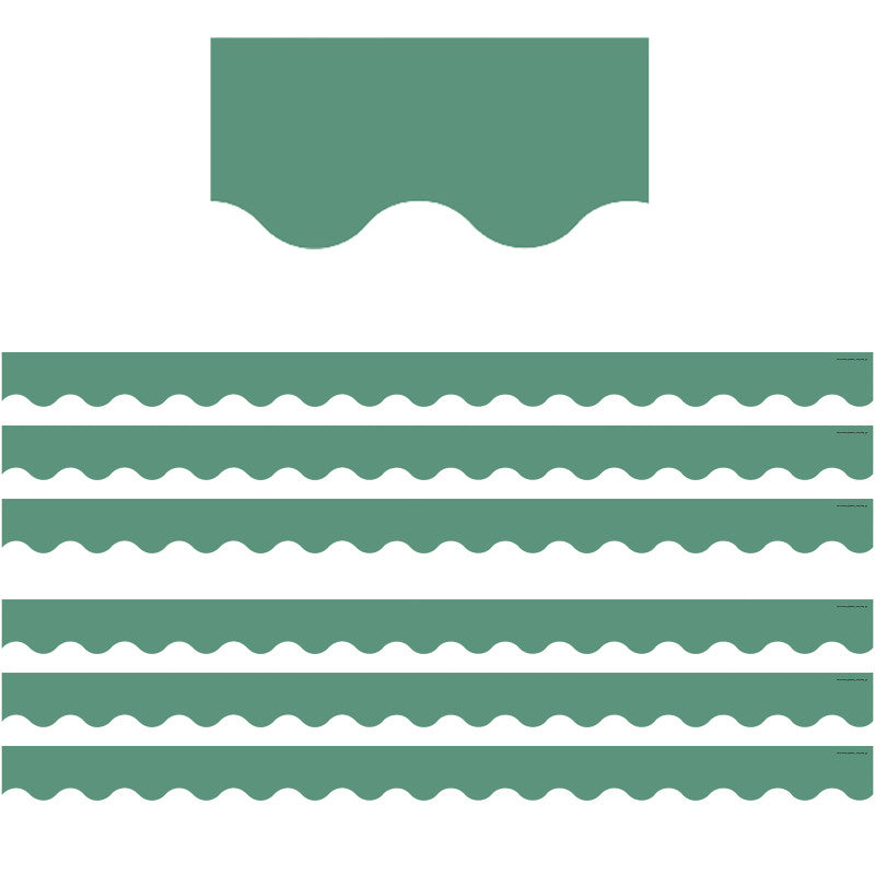 TEACHER CREATED RESOURCES - Eucalyptus Green Scalloped Border Trim, 35 Feet Per Pack, 6 Packs