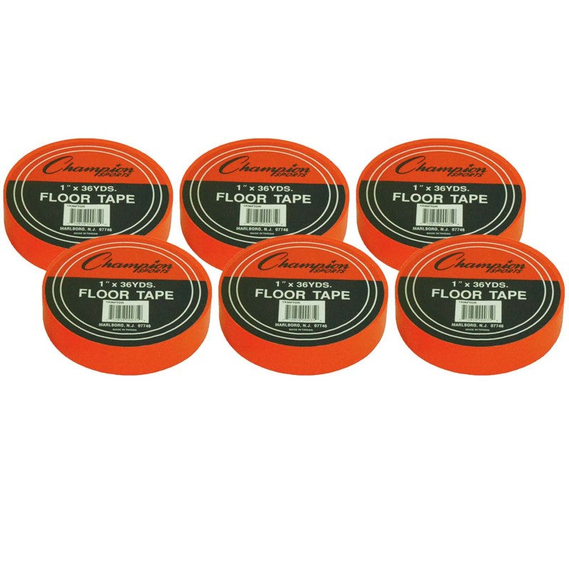 CHAMPION SPORTS - Floor Marking Tape, 1" x 36 yd, Orange, 6 Rolls