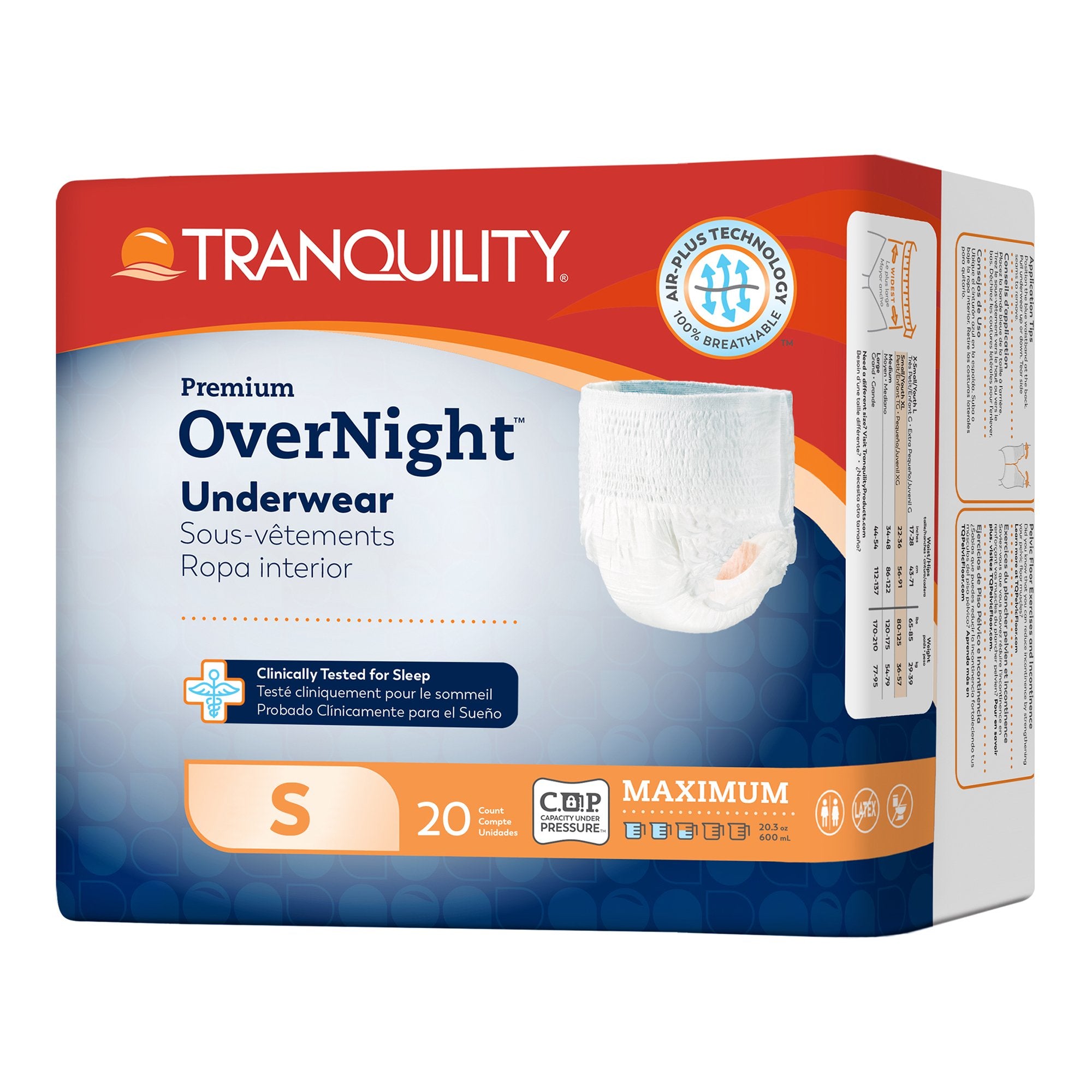 Principle Business Enterprises - Unisex Adult Absorbent Underwear Tranquility® Premium OverNight™ Pull On with Tear Away Seams Small Disposable Heavy Absorbency [20/BG]