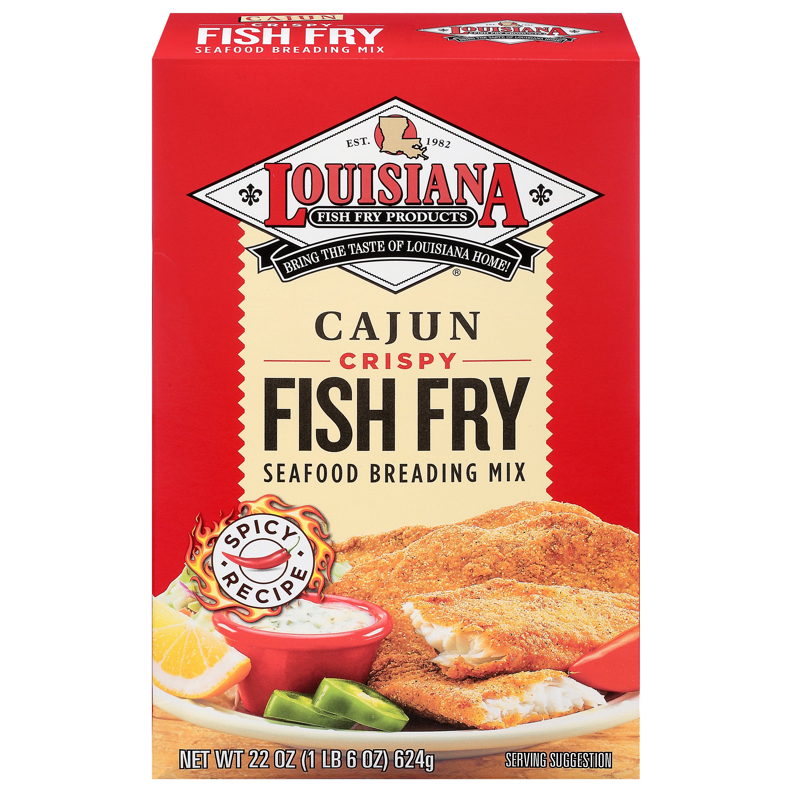 Louisiana Fish Fry Products Crispy Fish Fry Cajun Seafood Breading Mix 22 oz - Case of 6
