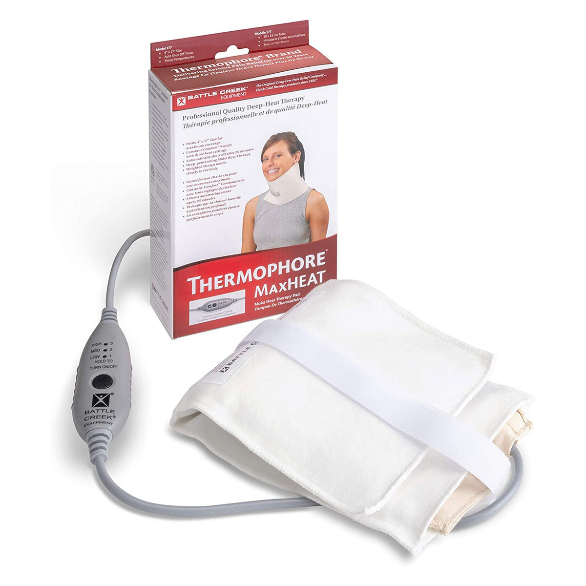 Battle Creek - Moist Heating Pad Thermophore® MaxHEAT™ Neck / Jaw / Sinus Petite Cotton Blend Cover Reusable [1/EA]